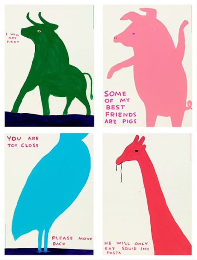 DAVID SHRIGLEY Animal Series - Set of 4 Limited Edition Lithographs - Modern Art Prints for Home & Office Decor