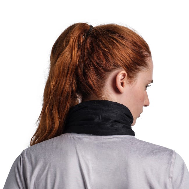 BUFF Coolnet UV Solid Black Neck Gaiter - Sun Protection & Cooling Scarf for Outdoor Activities, Hiking, Running, and Cycling