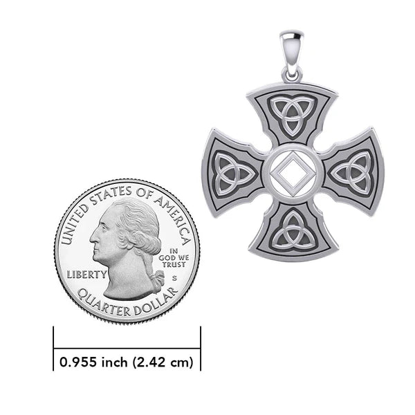 Templar Cross Sterling Silver Recovery Pendant with AA or NA Symbol - Adjustable Chain for 12-Step Programs - Perfect for Sobriety Gifts & Spiritual Jewelry