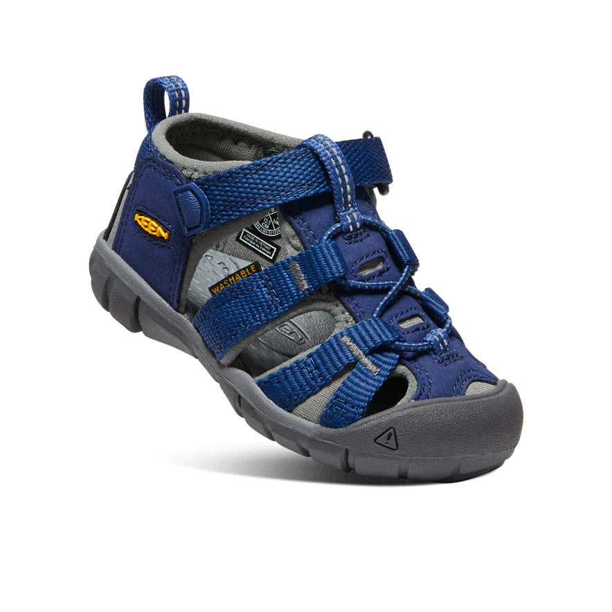 Keen Blue Depths/Gargoyle Seacamp II CNX Toddler Sandals - Waterproof Hiking Shoes for Boys & Girls - Perfect for Beach, Pool & Outdoor Adventures