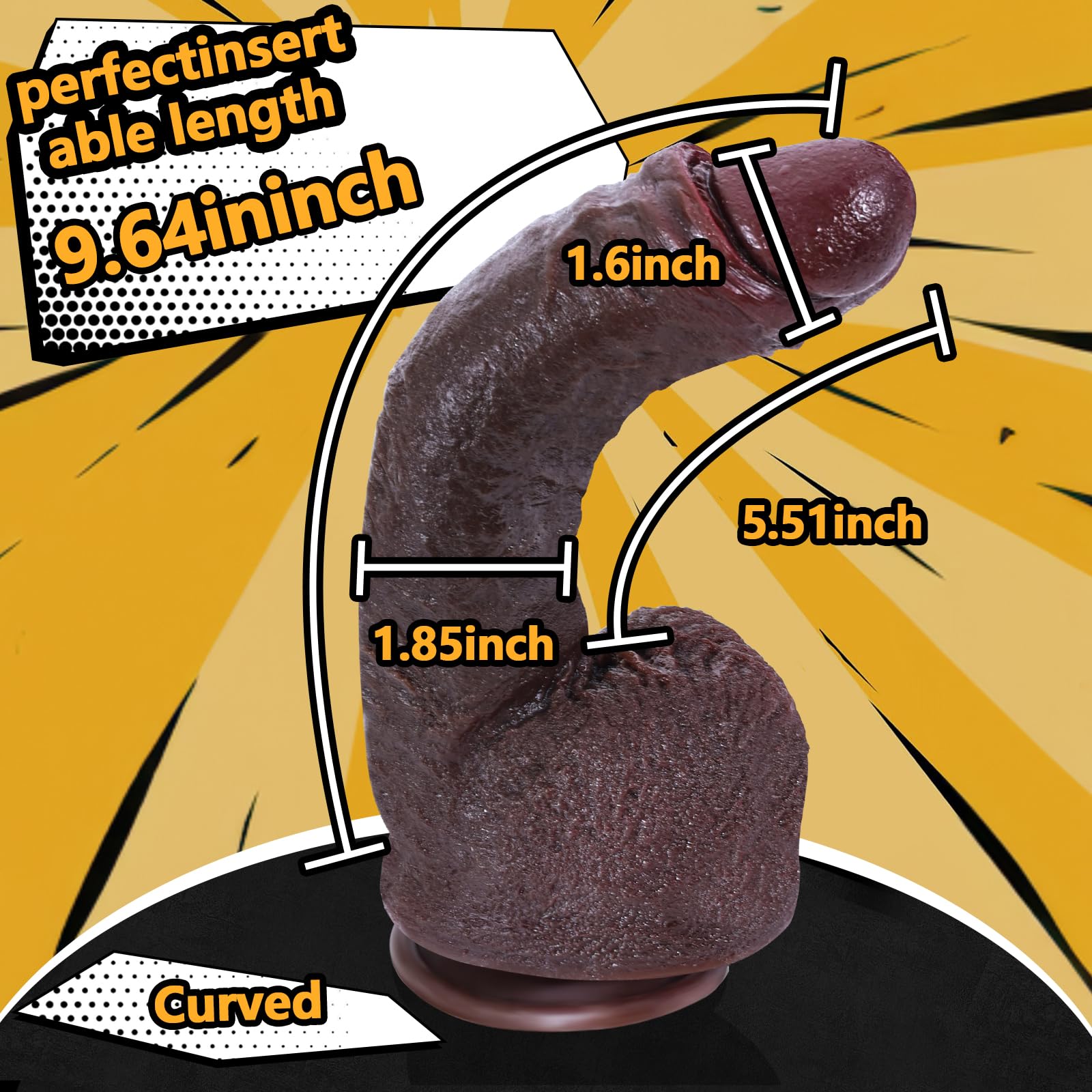 9 Inch Black Realistic Dildo - Premium Silicone Adult Sex Toy with Strong Suction Cup for Hands-Free Play | Extra Thick Girth for Intense Vaginal & Anal Stimulation | Perfect for Couples Play, Solo Pleasure & BDSM Scenes