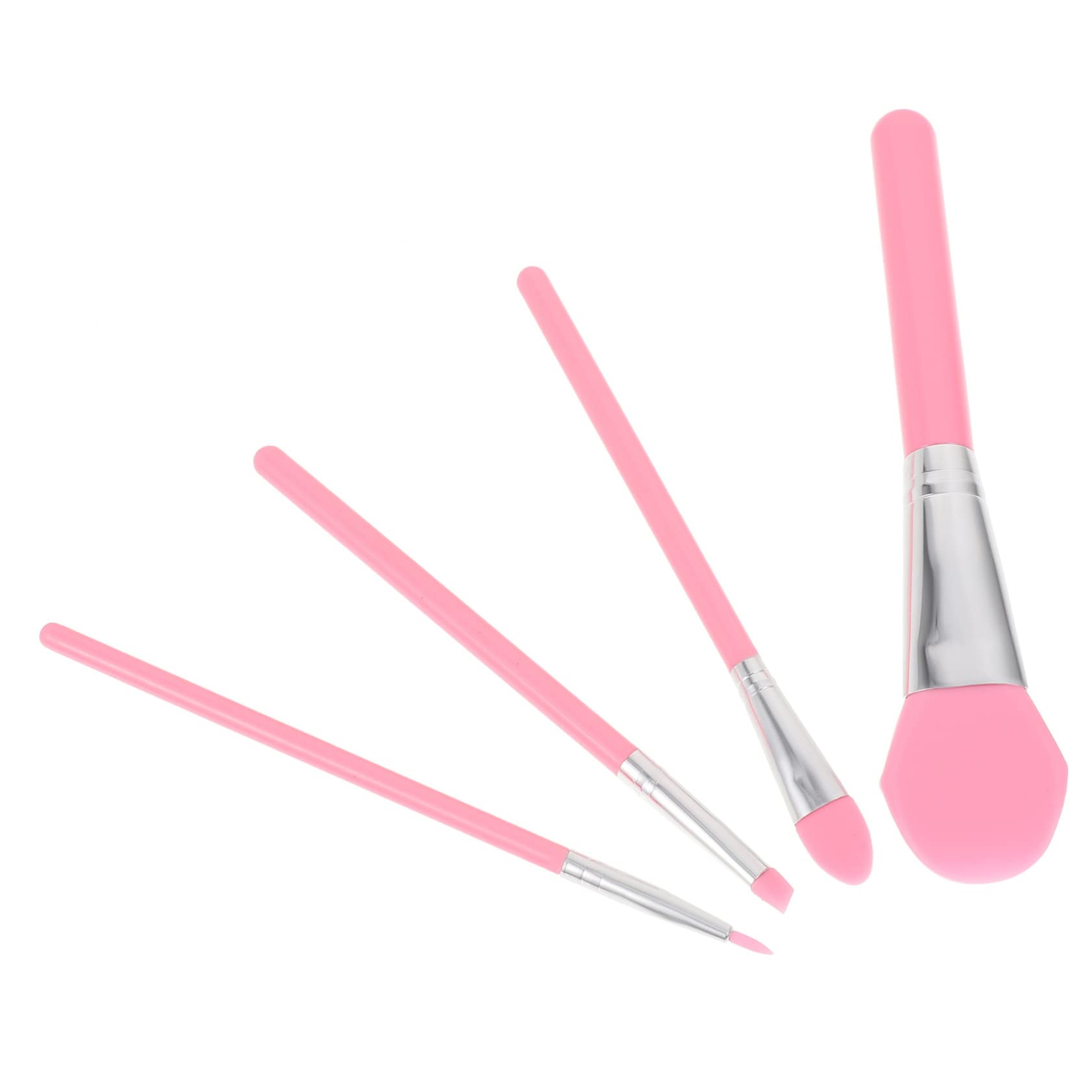 FRCOLOR 4-Piece Silicone Makeup Brush Set - Eyebrow Brush, Face Mask Applicator, Body Wash & Facial Mud Spatula with Plastic Handle - Perfect for Makeup, Skincare & Spa Treatments at Home