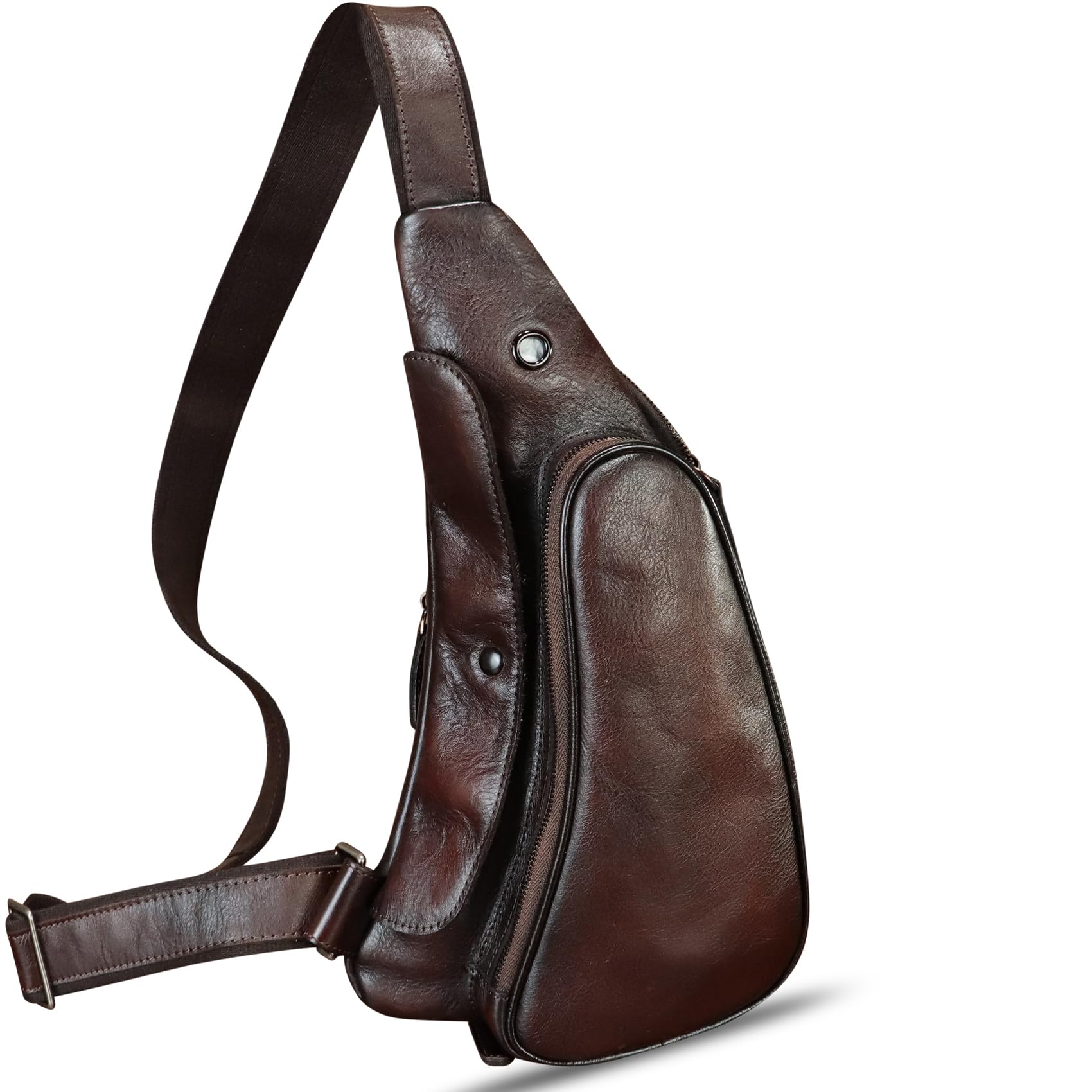**Genuine Leather Crossbody Sling Bag - Vintage Retro Chest Purse for Men & Women - Handmade Daypack for Cycling, Travel & Hiking (Coffee Brown)**    *Perfect for outdoor adventures, daily commutes, and casual outings!*