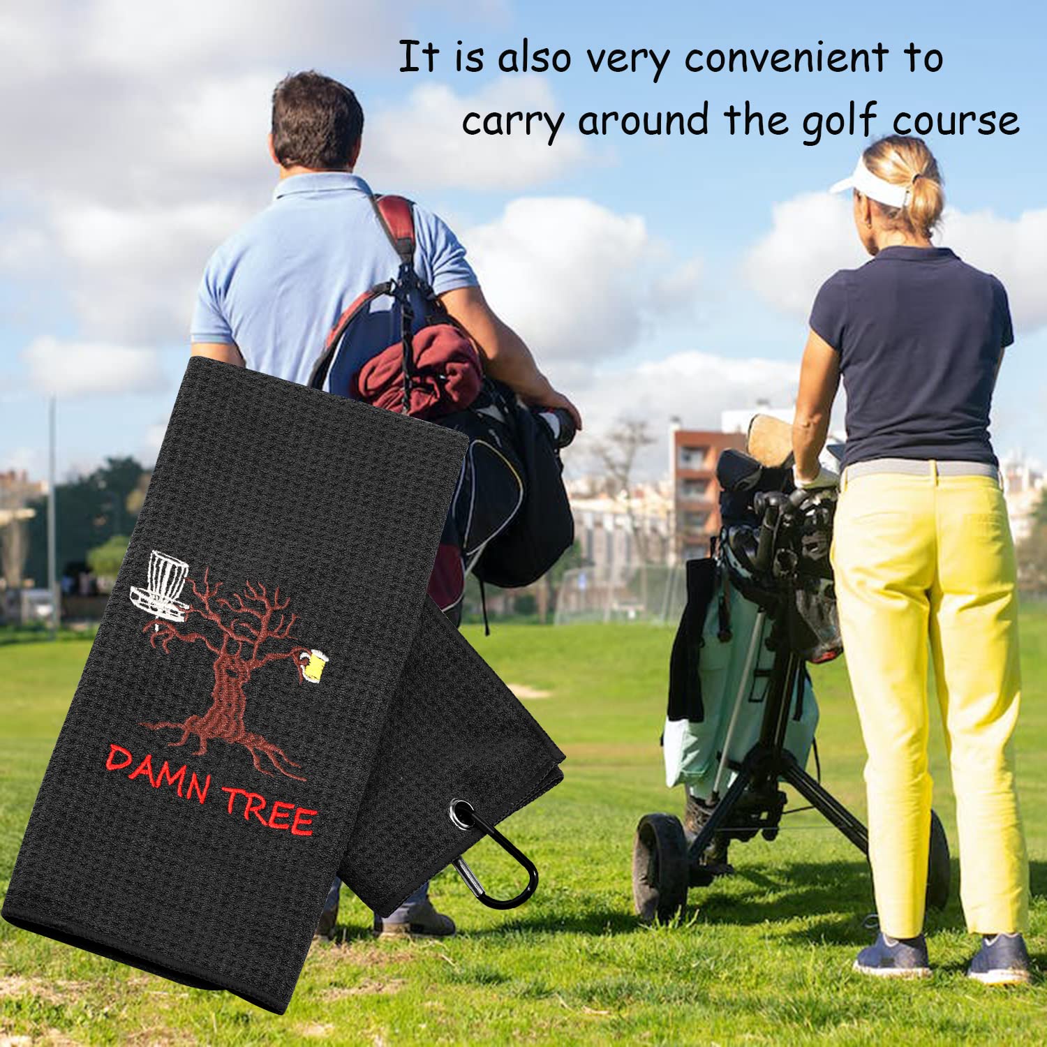 TSOTMO Disc Golf Towel - Funny 'Damn Tree' Golf Towel for Disc Golfers - Perfect Gift for Disc Golf Enthusiasts - Great for Wiping Discs and Hands During Play