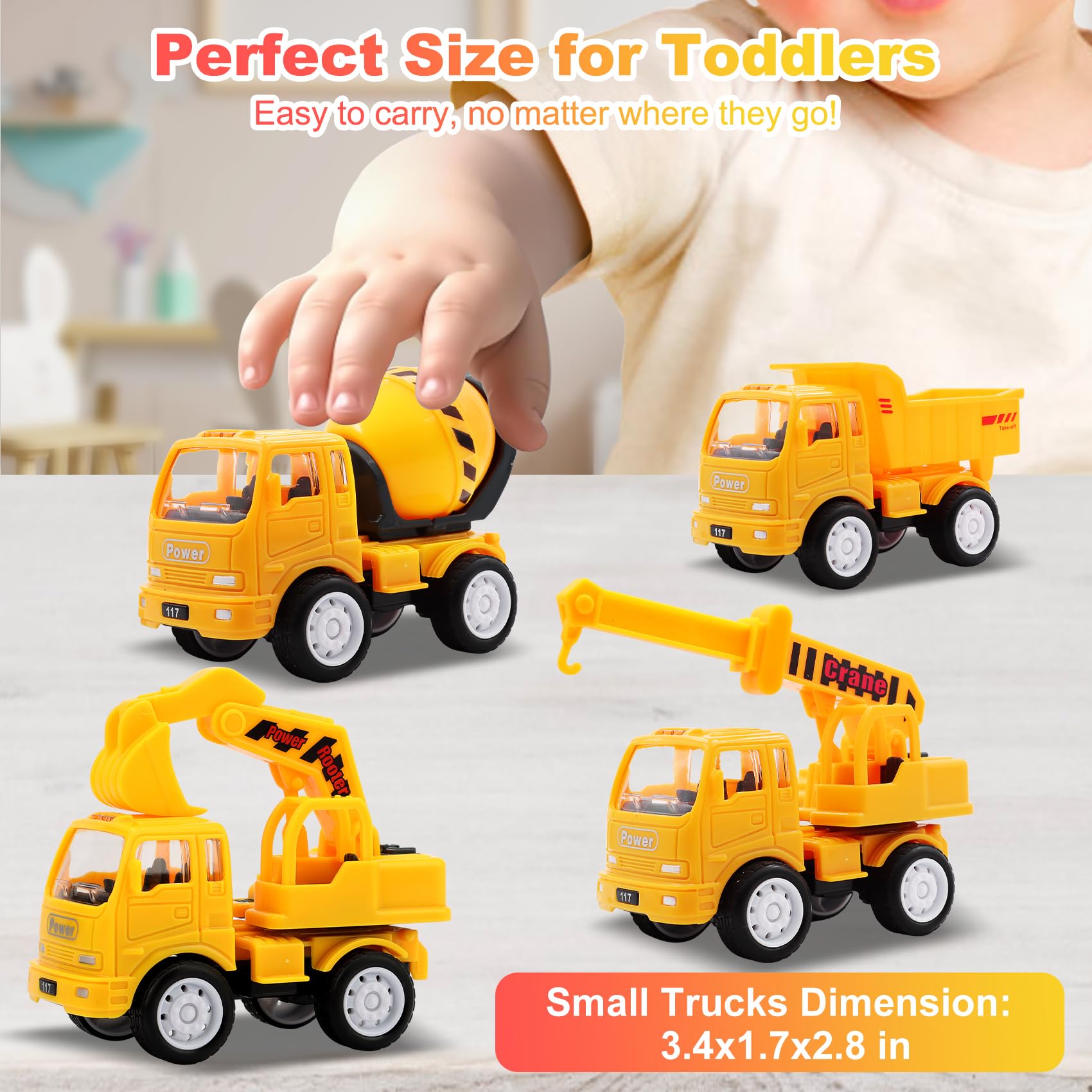 5-in-1 Construction Truck Carrier Toy Set for Toddlers - STEM Learning Vehicles for Boys & Girls Ages 1-4 (18 Months to 4 Years) - Perfect Christmas & Birthday Gift for 1 2 3 Year Old Kids | Great for Pretend Play, Sandbox Fun & Early Childhood Development