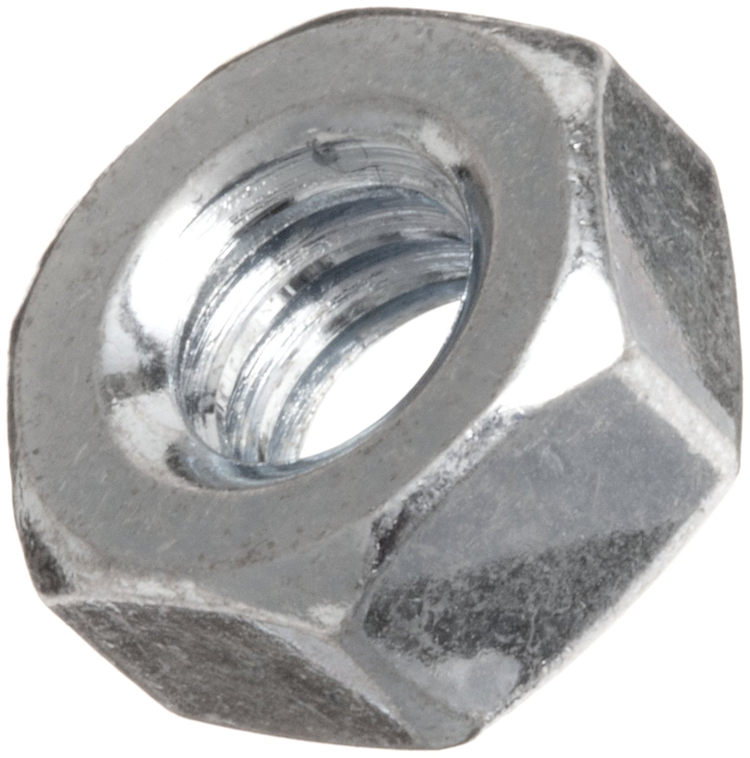 ASME B18.6.3 Zinc Plated Steel Machine Screw Hex Nut, #5-40 Thread, 7/64