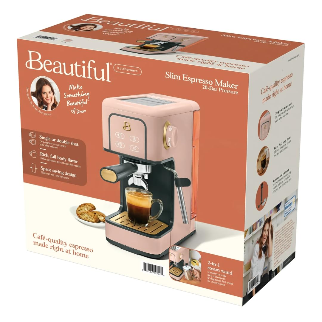 Premium 20-Bar Pressure Espresso Machine - Compact Slim Design, Rapid Heating, Built-in Milk Frother for Latte & Cappuccino | High Performance Home Coffee Maker (Rose Gold) | Perfect for Kitchen Countertops, Office Breakrooms & Coffee Enthusiasts