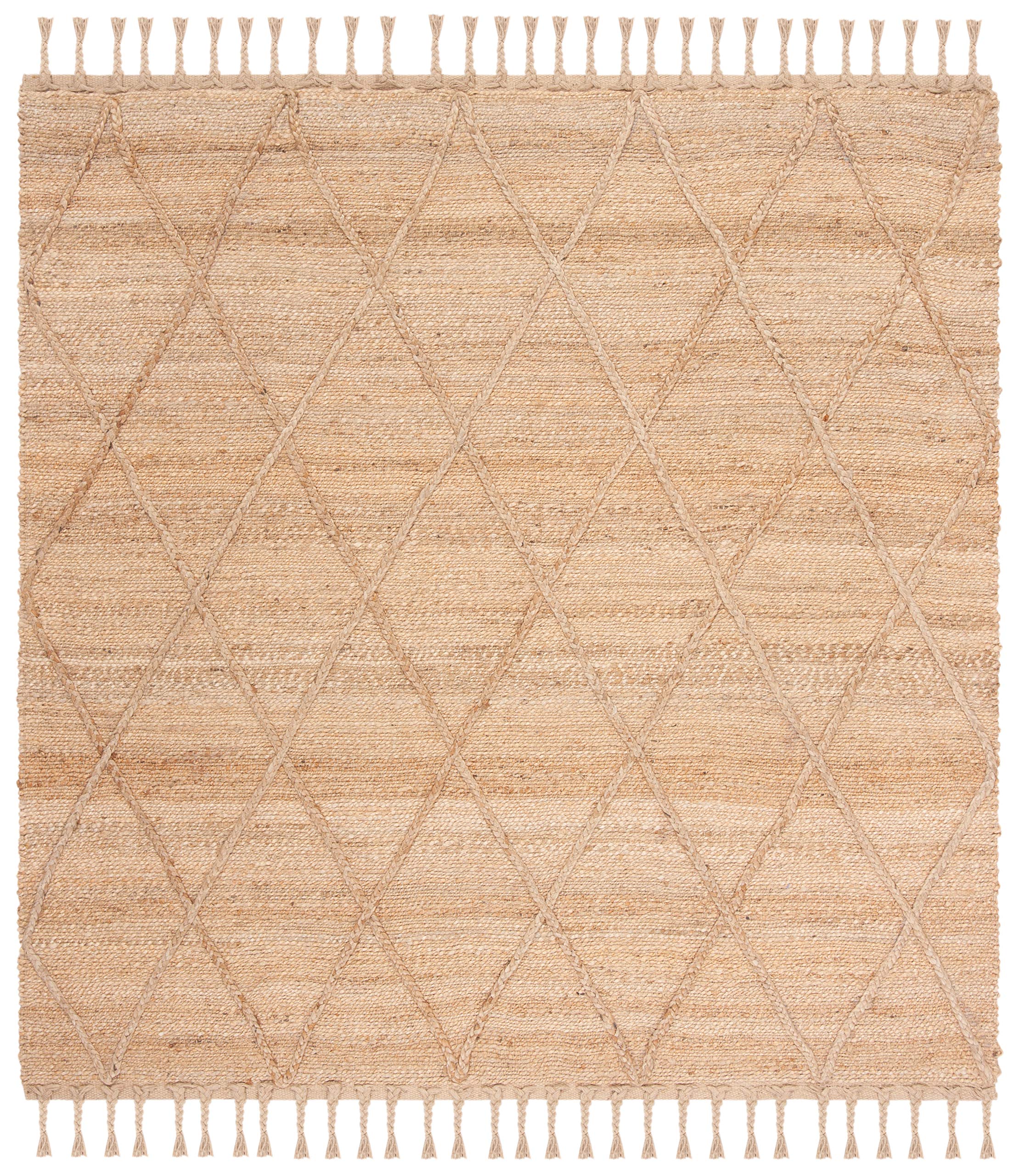 Safavieh NF107B 6' Square Handmade Boho Moroccan Jute Area Rug - Natural Fiber Farmhouse Decor for Living Room, Bedroom & Dining Room