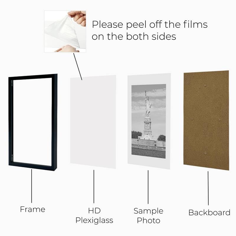 DECORO A2 Black Photo Frame - 16.5x23.4 Inch Poster Frame with Shatter-Resistant Glass - Perfect for Wall Art, Family Photos, Office Decor & Gallery Displays