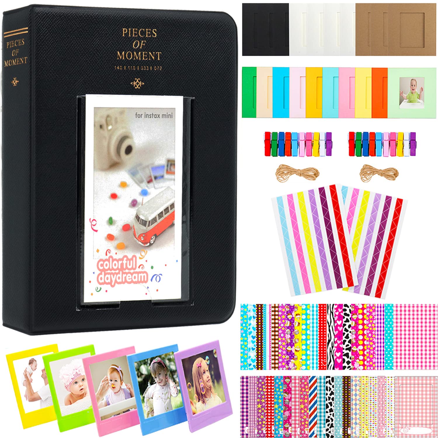 BigTrend 2x3 Inch Photo Album for Fujifilm Instax Mini, Polaroid Snap & Instant Printers - 64 Pocket Black Film Storage - Perfect for Weddings, Travel Memories & Party Photos