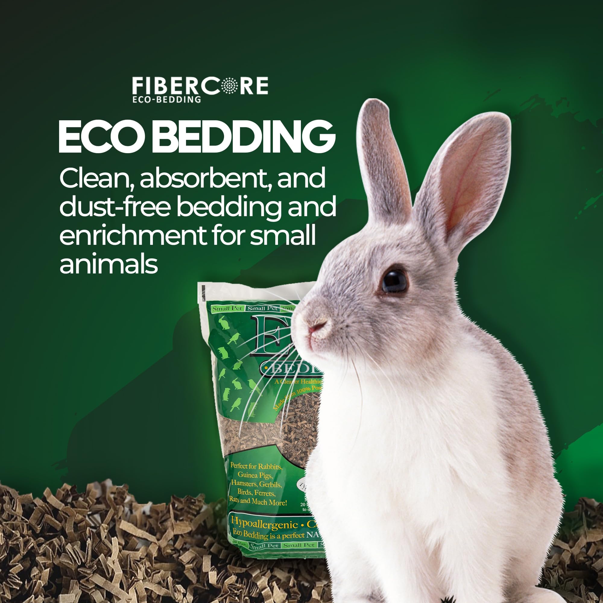 ECO-Friendly 99% Dust Free Paper Bedding for Small Pets & Birds - Natural Hamster, Rabbit, Guinea Pig Cage Litter (60L) - Perfect for Odor Control & Comfort in Cages, Hutches & Aviaries