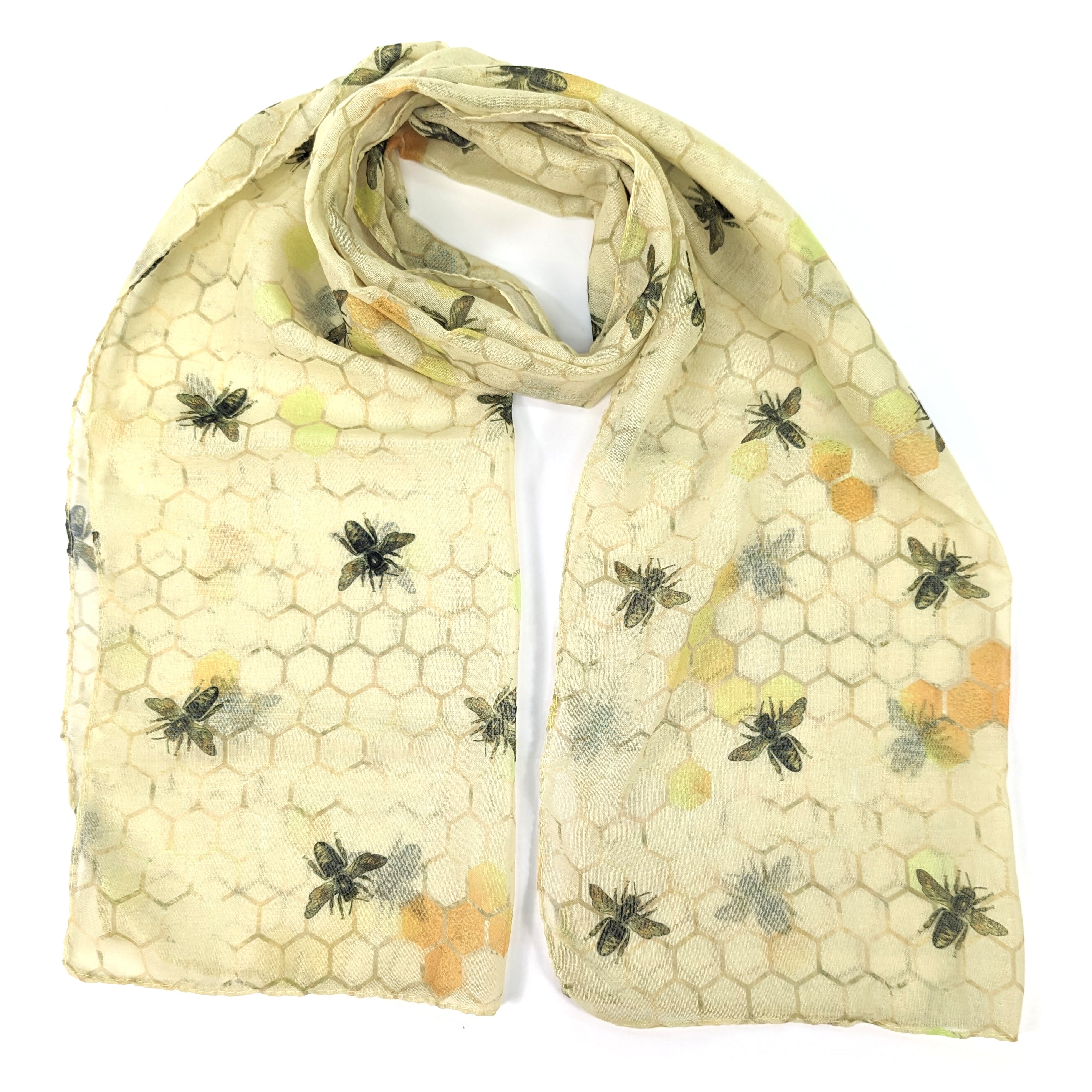 Bee & Honeycomb Scarf - 50x180cm Soft Warm Winter Wrap - Perfect for Women's Fashion Accessories, Outdoor Activities & Cold Weather Protection