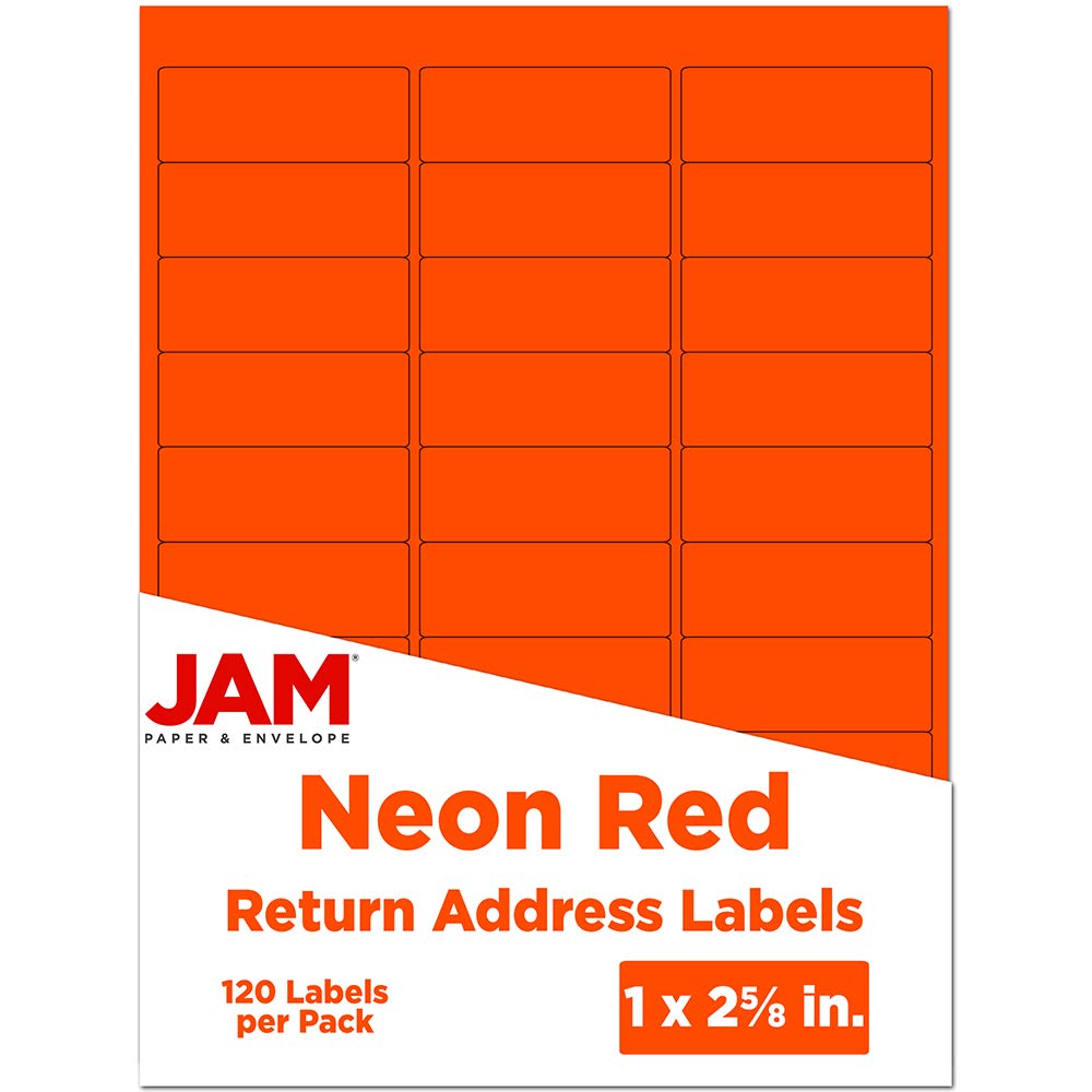 Neon Red/Orange Address Labels 1x2 5/8 - 120 Pack for Shipping & Mailing