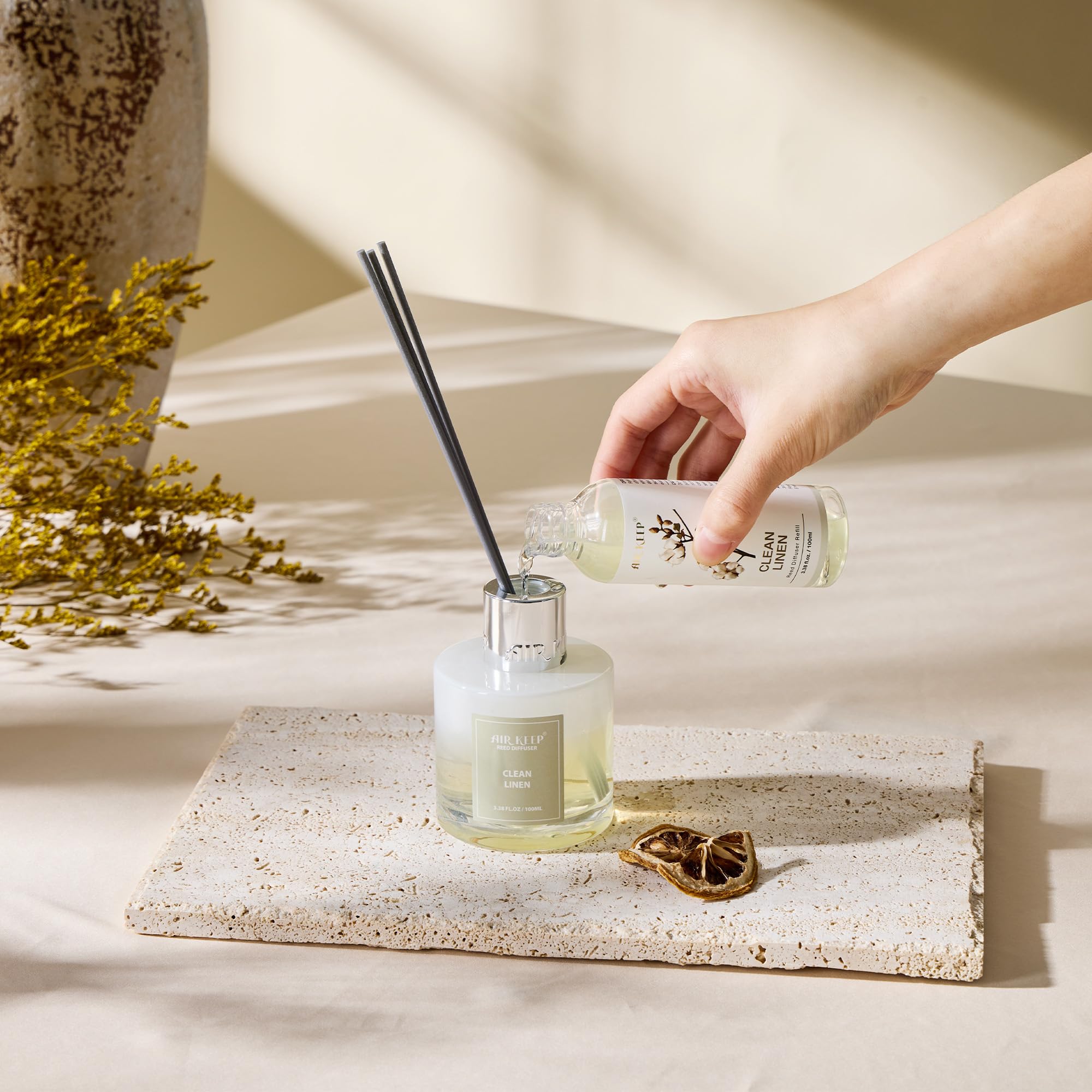 Airkeep Cashmere Vanilla Air Freshener Refill - 100ml Essential Oil Diffuser Sticks for Home, Bedroom, Bathroom & Office | Long-Lasting Fragrance for Relaxation & Aromatherapy