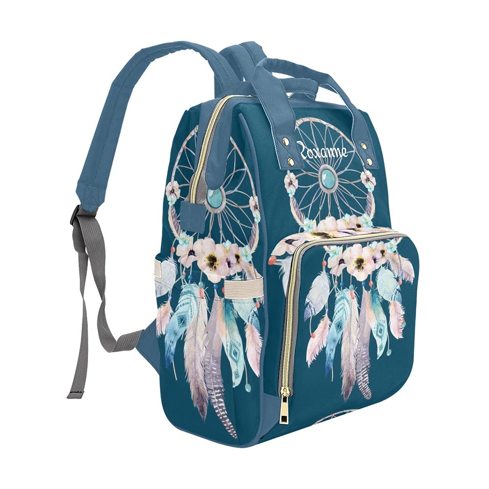 Personalized Fantasy Dream Catcher Diaper Backpack - Waterproof Baby Nursing Bag with Multiple Pockets, Travel Tote for Moms | Perfect Baby Shower Gift & Everyday Use for Park Outings, Shopping Trips, and Family Vacations