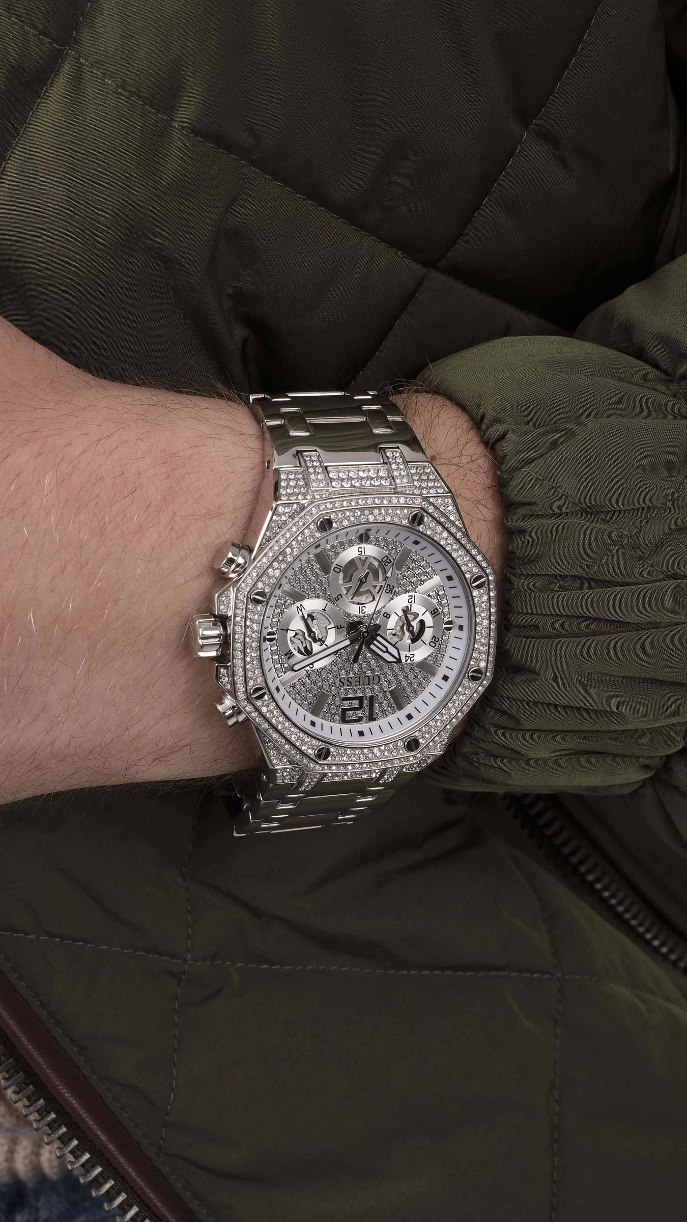 GUESS Men's Stainless Steel Quartz Watch - Waterproof Dress Watch for Business, Casual & Formal Occasions