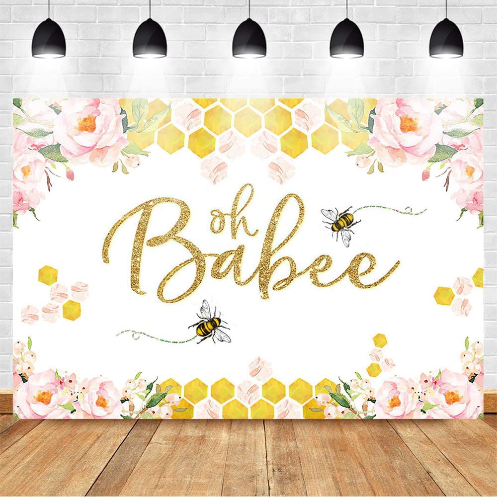 Avezano Bee Baby Shower Backdrop - 7x5ft Yellow Floral Honeycomb Photography Background for Baby Shower Party Decorations | Perfect for Gender Reveals, First Birthday Parties & Nursery Photo Shoots