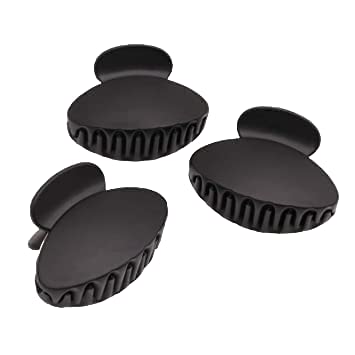 Delush Design Black Hair Claw Clips - No Slip Tight Grip Acrylic Hair Clips for Women & Girls (3 Pack, Multi Color) - Perfect for Ponytails, Buns & Everyday Hairstyles