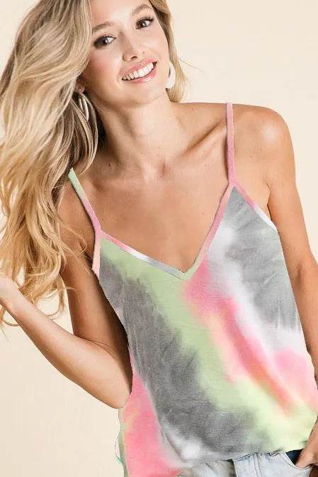 BiBi Tie Dye French Terry Sleeveless Top for Women | Trendy Summer Casual Wear | Perfect for Yoga, Beach & Music Festivals