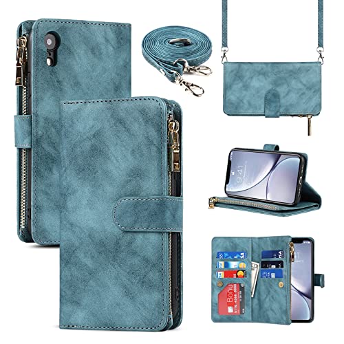 9 Card Slots Lanyard Blue