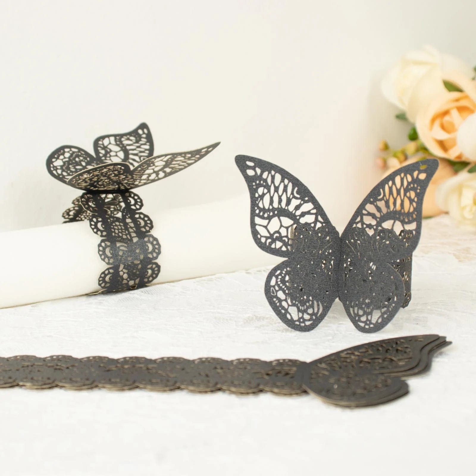 12 Pack Laser Cut 3D Butterfly Napkin Rings for Wedding, Party & Table Decor - Elegant DIY Paper Craft for Dinnerware & Home Decoration