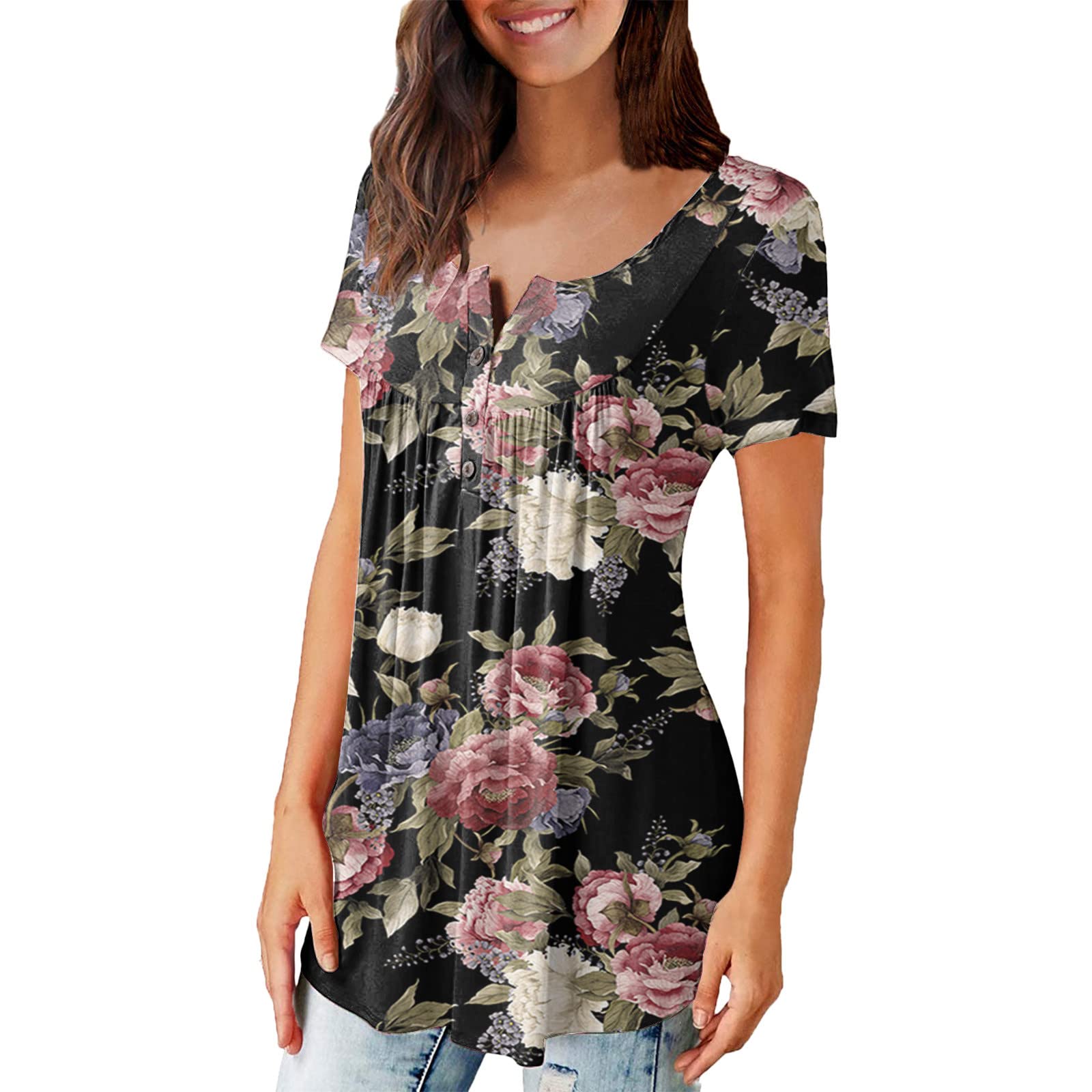 Women's Loose Fit V-Neck Short Sleeve T-Shirts - Soft Basic Summer Tops for Casual Wear | Perfect for Everyday Outfits, Beach Days & Weekend Relaxation