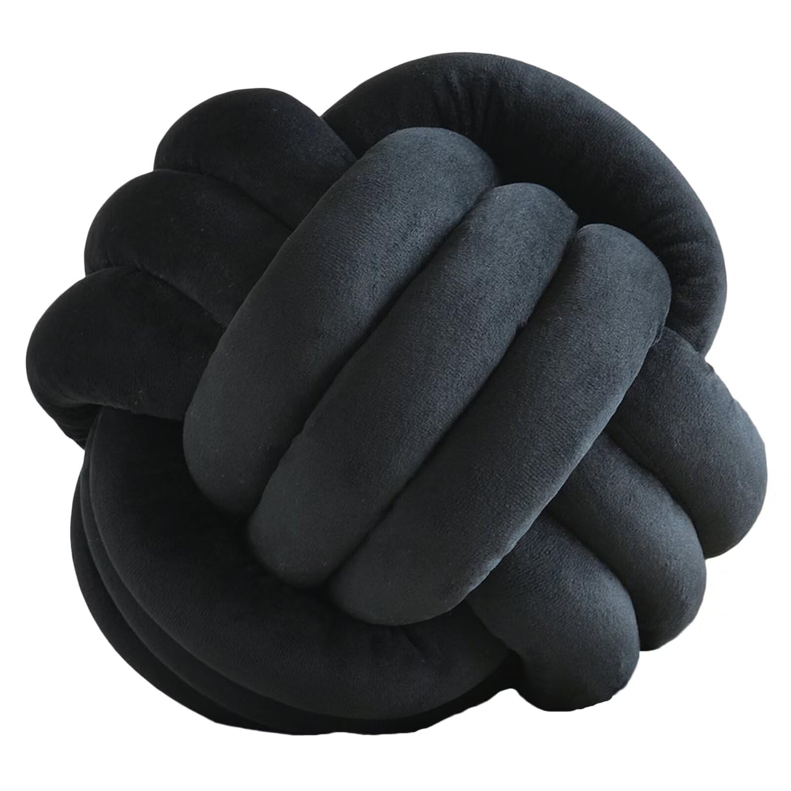 ZANYB Soft Knotted Ball Throw Pillow - Handmade Plush Round Cushion for Home Decor, Bedroom, Sofa & Nursery (Black, 11.8x11.8 Inches) - Perfect for Cozy Living Rooms, Boho Bedding & Stylish Home Accents