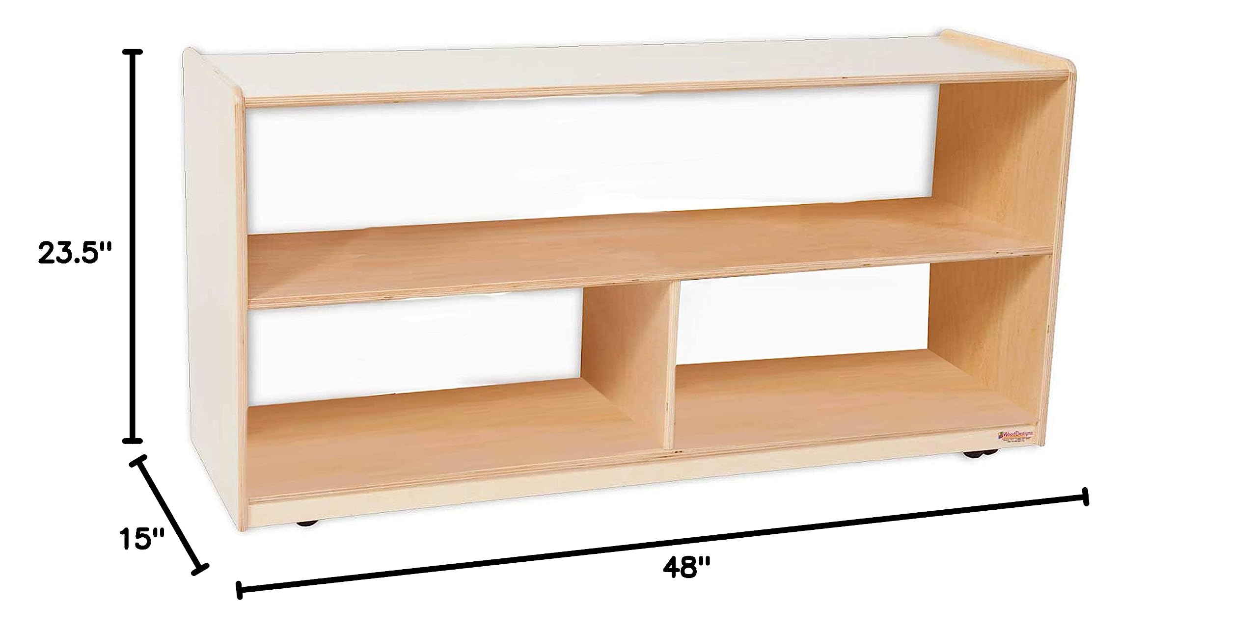 Wooden 3-Section Open Display Shelf with Acrylic Back & Wheels - Organizer for Books, Toys, Games - Perfect for Classroom, Preschool & Montessori Learning - Made in USA [Ready-to-Use] - Ideal for Home Organization & Educational Spaces