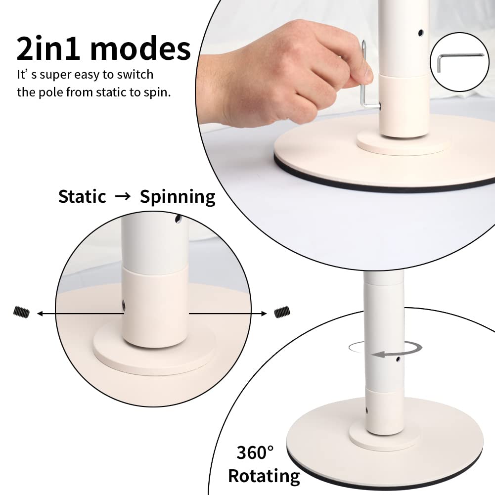 45mm Spinning Portable Dance Pole for Home - Extendable Pole Dancing Kit for Bedroom, Studio & Fitness, Perfect for Beginners & Professionals