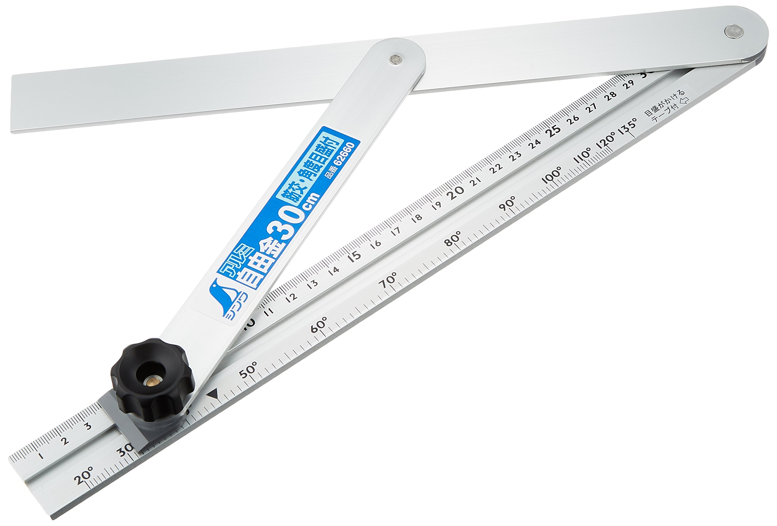 Shinwa Sokutei 62660 30cm Aluminum-Free Metal Ruler with Angle Scale - Perfect for Engineering, Woodworking & DIY Projects