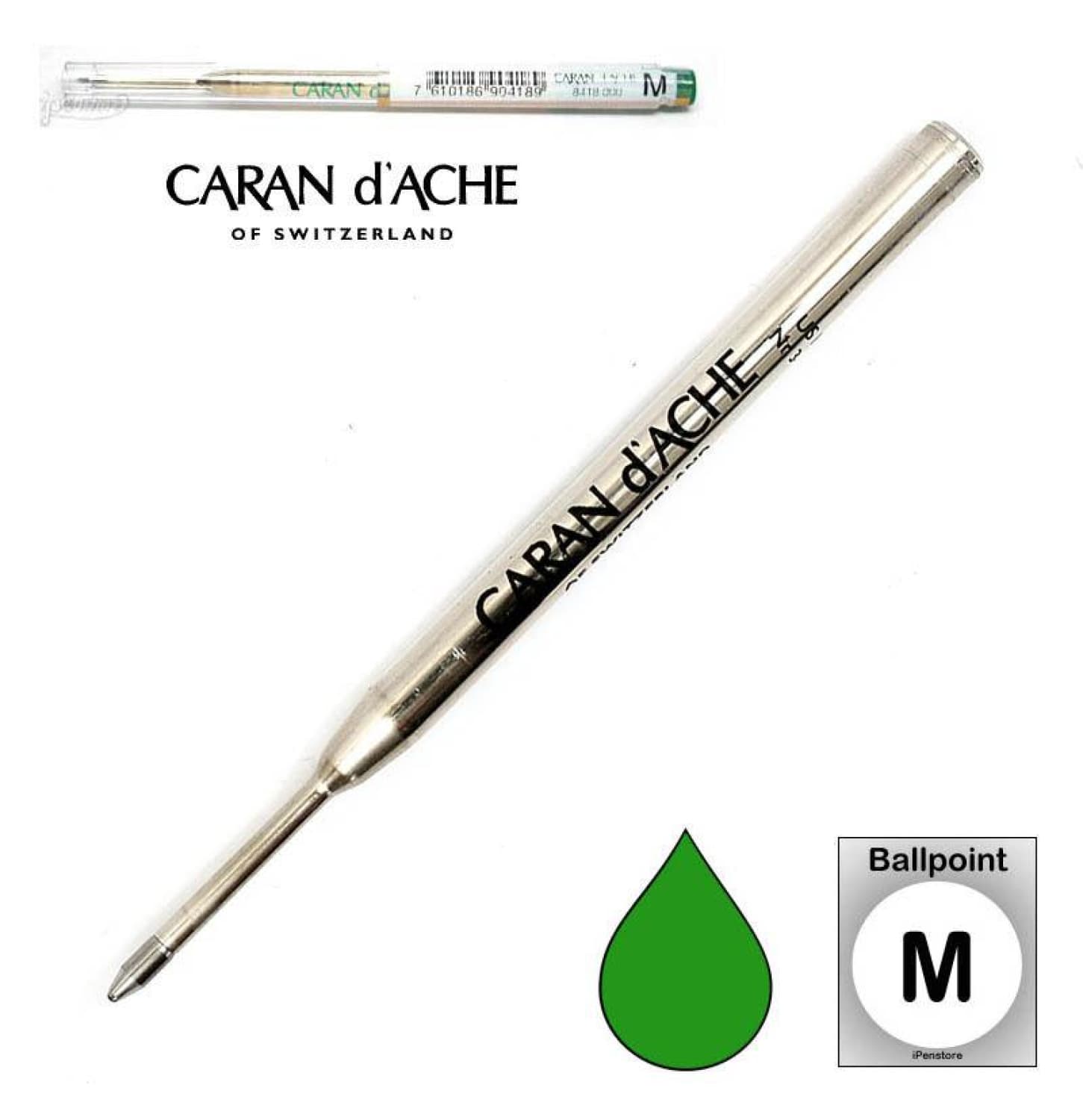Premium Caran d'Ache Goliath Green Medium Point Ballpoint Pen Refill - Smooth Writing Replacement for Office, School & Everyday Use
