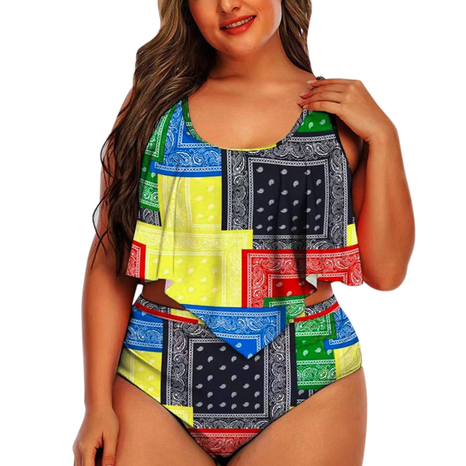 Sexy Monokini Swimsuit for Women - High Waist Split Design Tankini Bathing Suit - Plus Size Large - Perfect for Beach Vacation & Pool Party