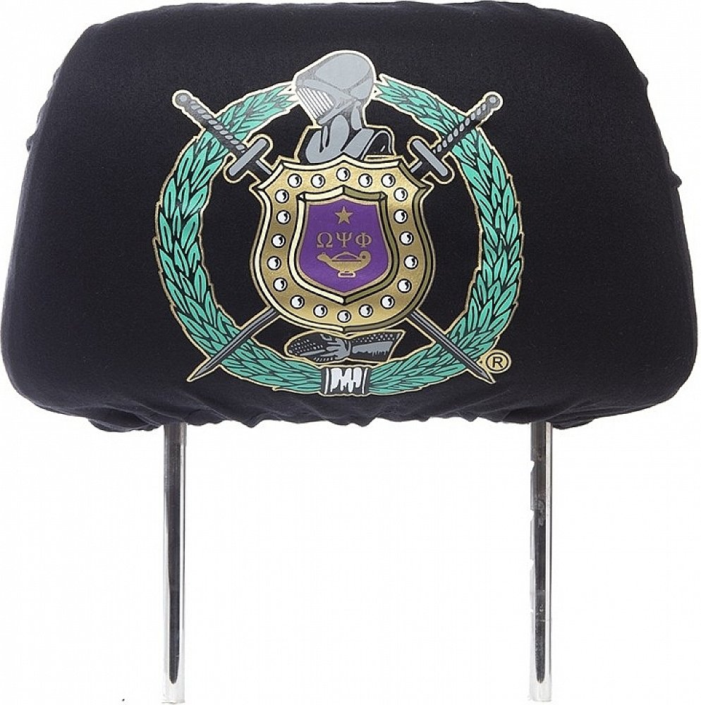 Omega Psi Phi Car Seat Headrest Cover - Black Universal Fit for Cars, SUVs & Trucks - Fraternity Accessories for Comfort & Style - Perfect for Road Trips, Commuting & Greek Organization Events