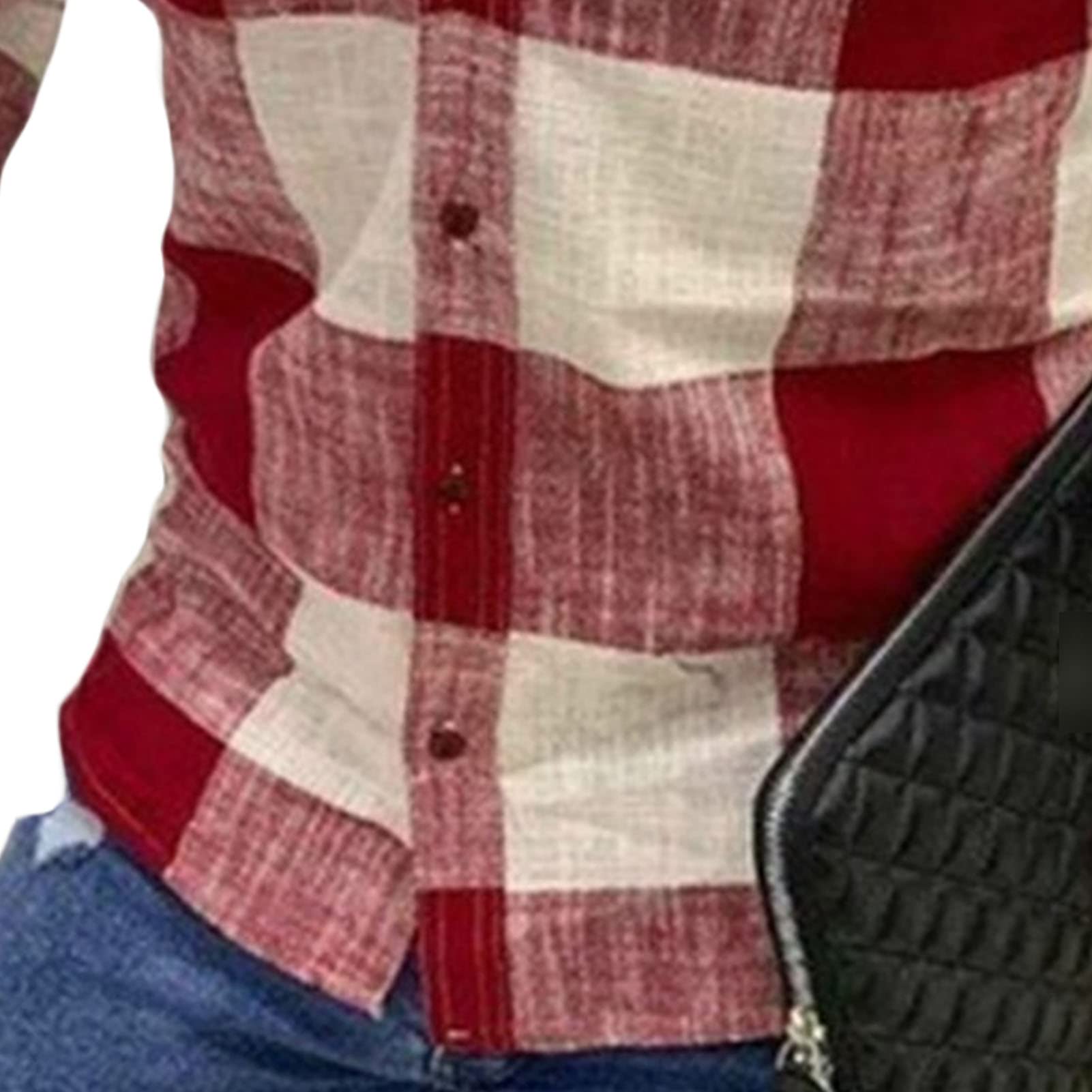 Men's Slim Fit Linen Plaid Long Sleeve Band-Collar Casual Shirt - Breathable Business & Beach Wear for Office, Vacation & Outdoor Activities