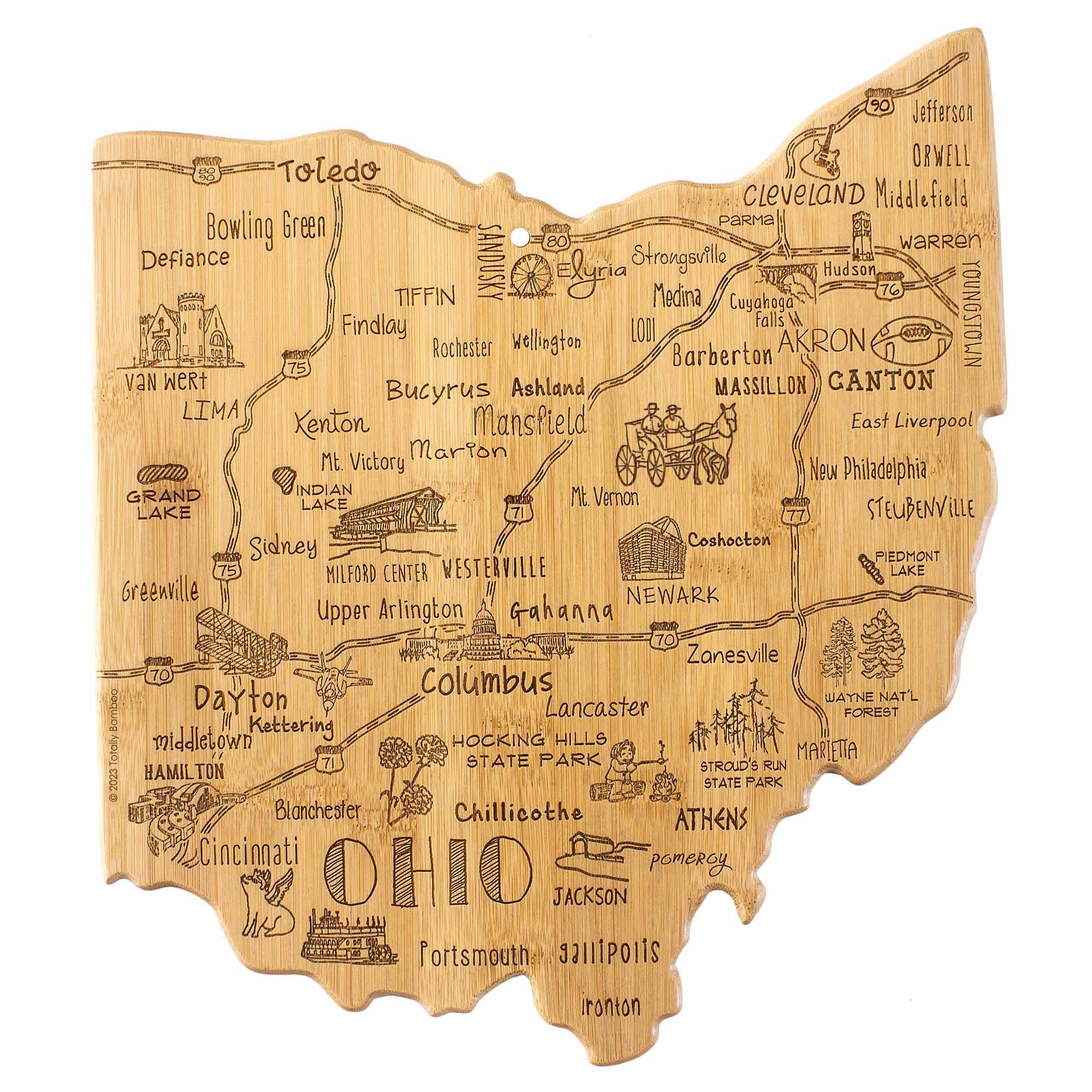 Ohio Shaped Wooden Cutting Board - 12