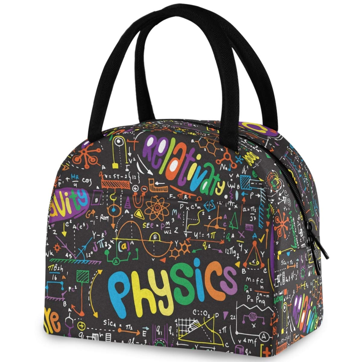 Reusable Insulated Lunch Tote Bag with Front Zipper Pocket - Thermal Cooler Container for Work, School, Picnic, Beach & Fishing | Scientific Formulas Eco-Friendly Design