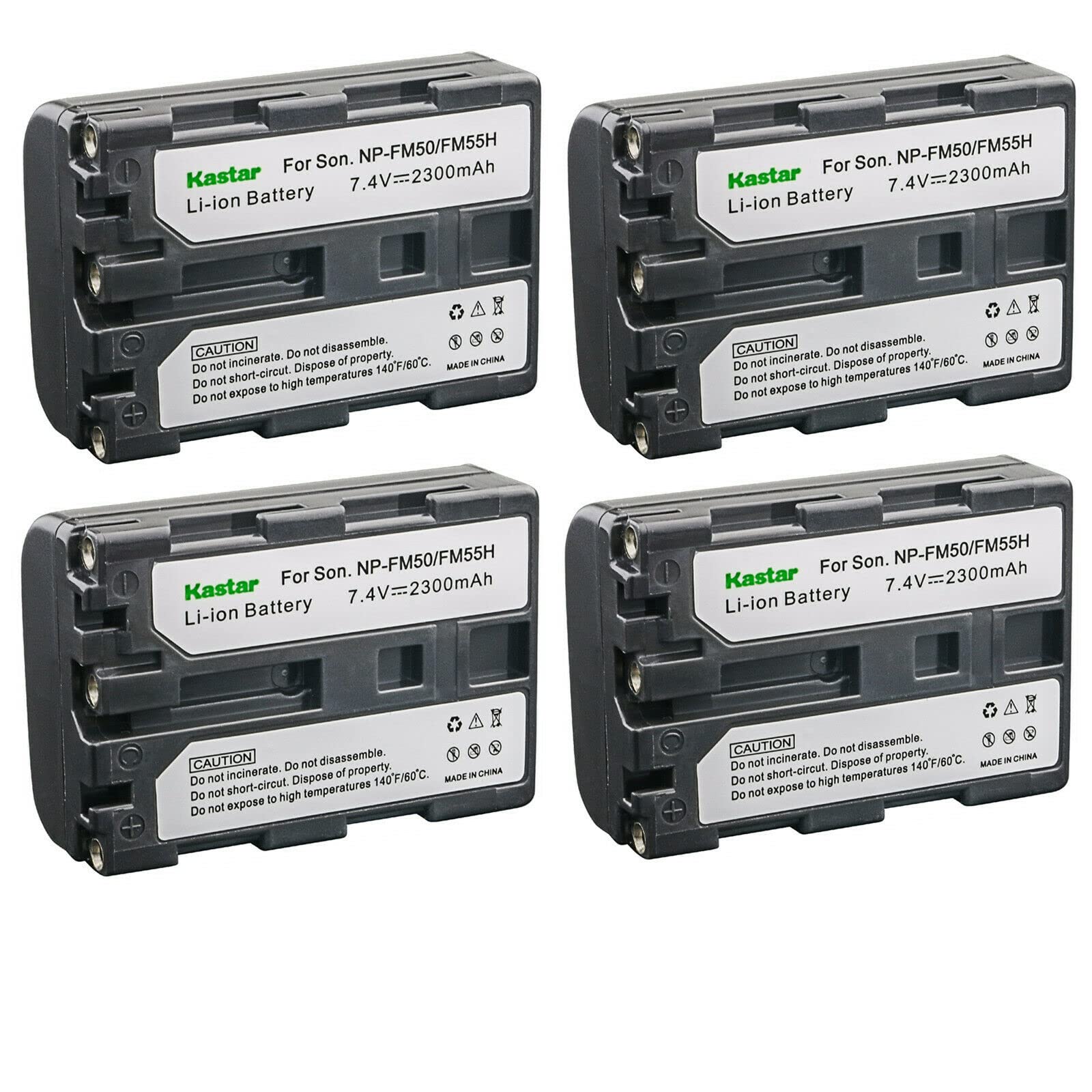 Kastar 4-Pack NP-FM50 NP-FM55H Replacement Battery 7.4V 2300mAh for Sony Cameras - Compatible with DCR-PC104, DCR-PC105, DCR-TRV6, DCR-TRV10 & More - Perfect for Travel, Vlogging, and Professional Photography