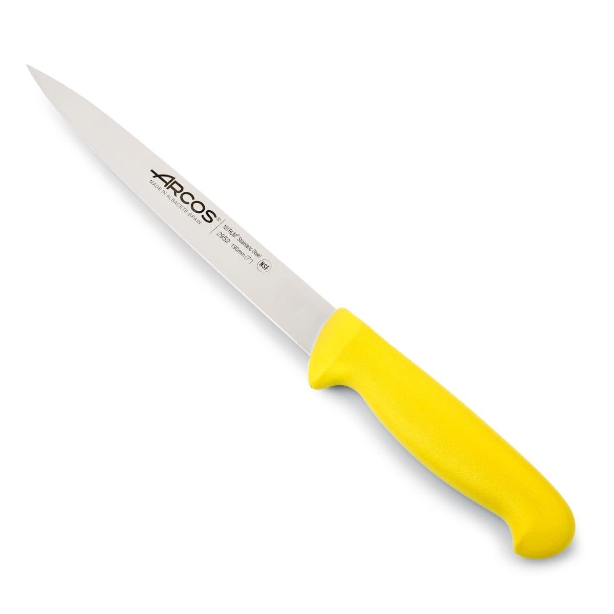 Arcos Fillet Knife 7 Inch - Professional Nitrum Stainless Steel Blade with Ergonomic Polypropylene Handle - Perfect for Filleting Meat, Fish & Steak Cutting - Heavy-Duty Kitchen Knife for Chefs & Home Cooking - Series 2900 in Yellow