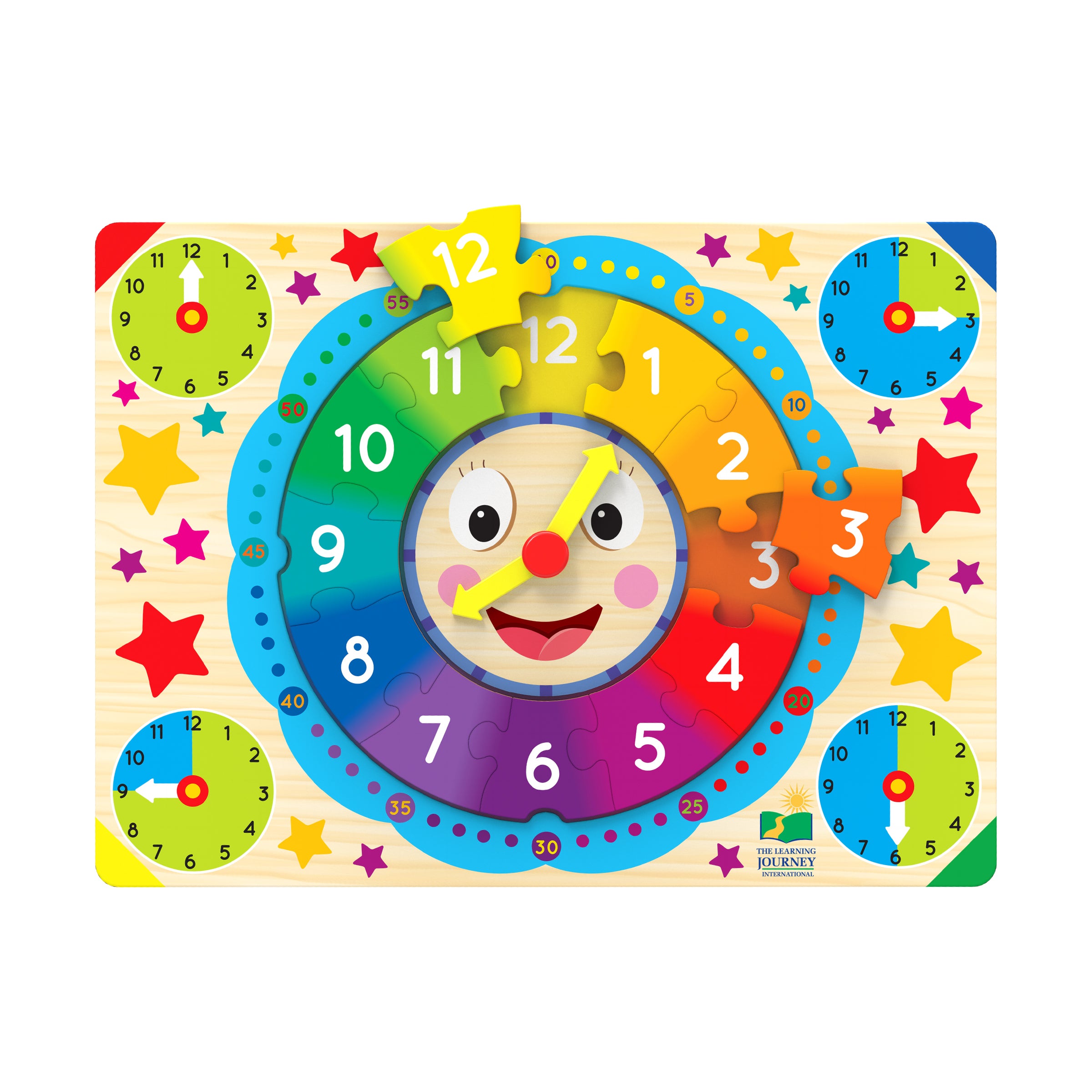Colorful Time Telling Lift & Learn Clock Puzzle - 12 Piece Educational Toy for Kids | Perfect for Preschool Learning & Home Schooling Activities