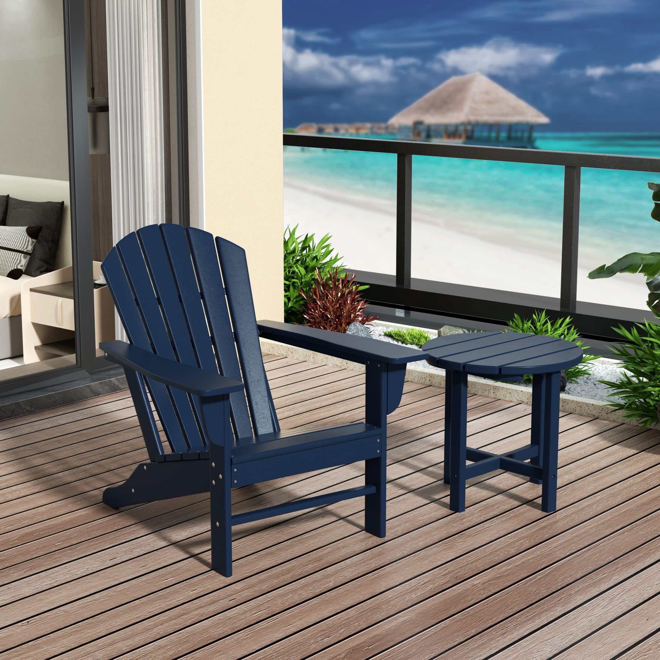 WestinTrends Dylan Outdoor Adirondack Chair with Side Table Set - Durable Patio Furniture for Garden, Deck, Poolside & Backyard Relaxation