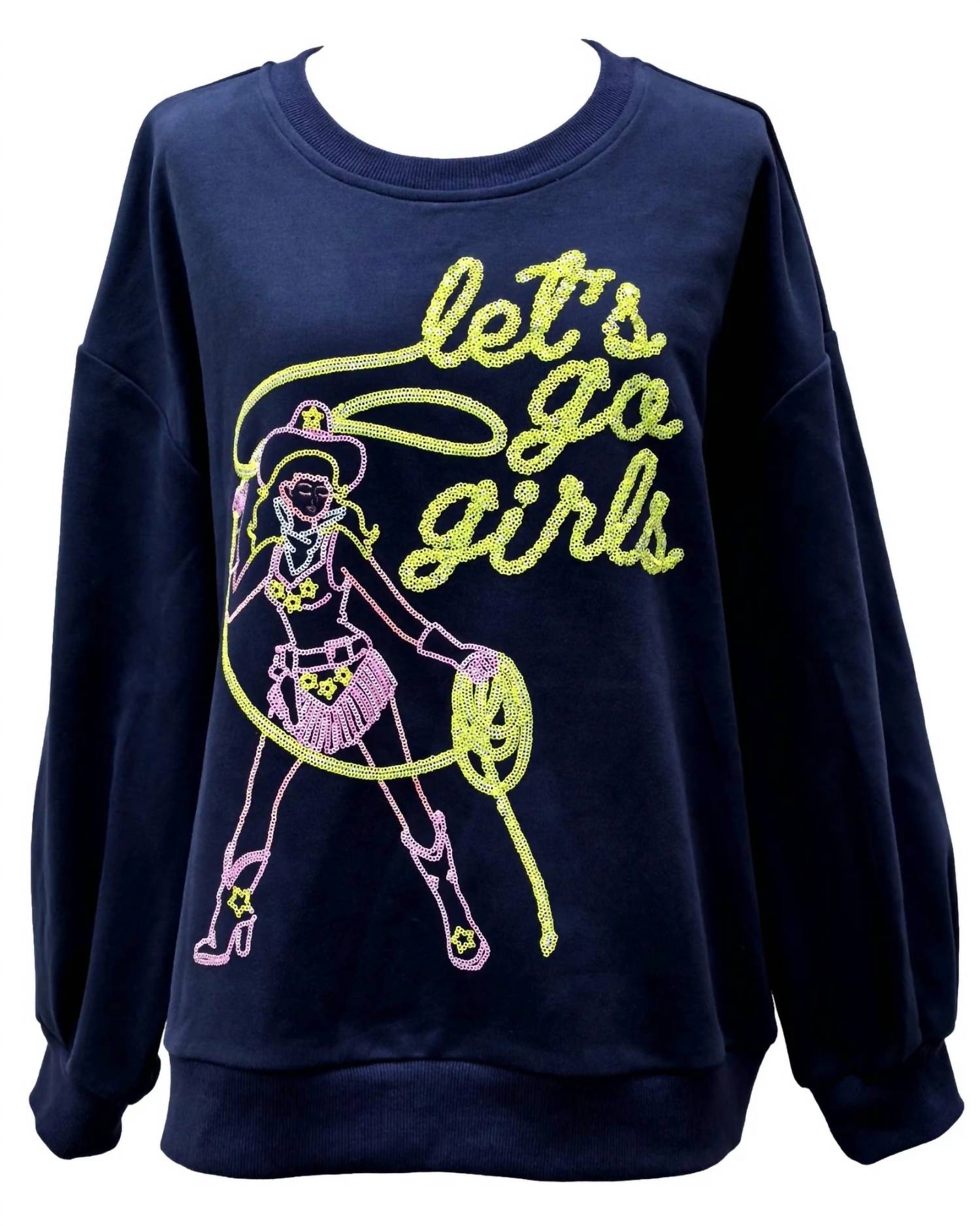 Lets Go Girls Cowgirl Sweatshirt - Western Style Lasso Print Pullover for Women | Perfect for Rodeo, Country Concerts & Cowgirl Themed Parties