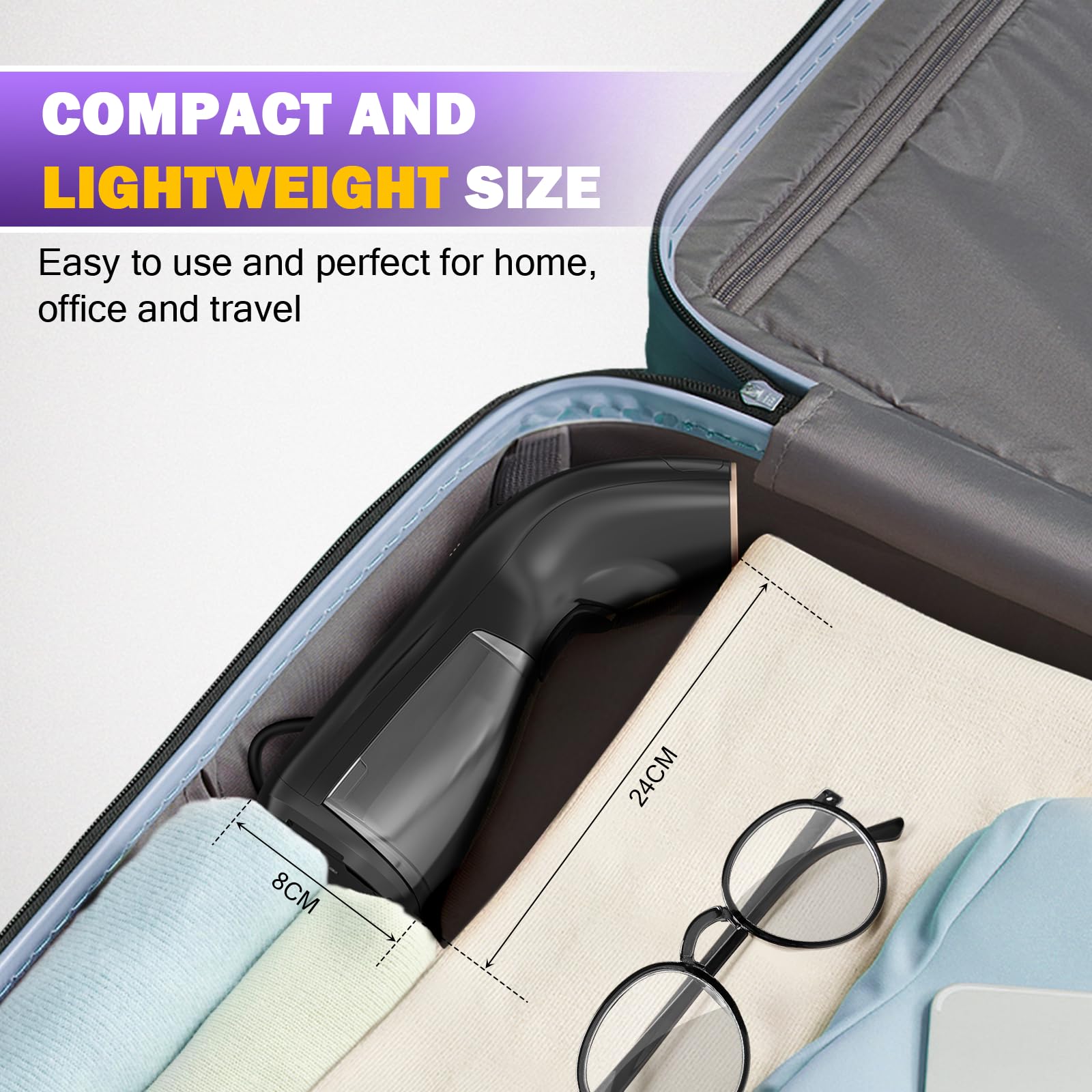 Rolipo Handheld Garment Steamer for Wrinkle Removal - Compact & Portable Clothes Steamer for Home, Travel, Office - Perfect for Suits, Dresses, Curtains & Quick Outfit Refresh