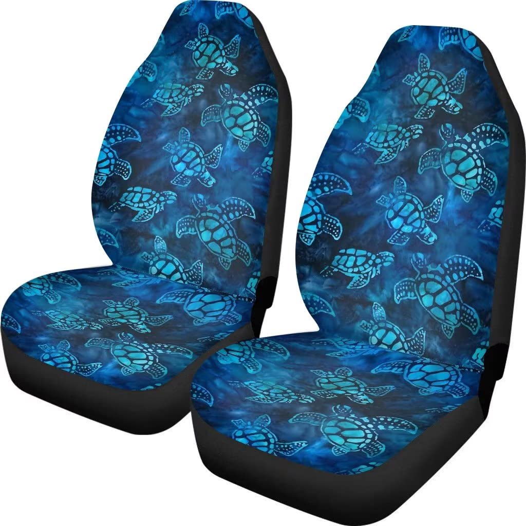 Dreaweet Blue Sea Turtle Car Seat Covers for Cars, Trucks & SUVs - Hawaiian Style Front Seat Protectors - Universal Fit for Sedans & Vehicles - Perfect for Beach Lovers & Tropical Theme Decor (Great for Road Trips, Summer Drives & Hawaiian-Themed Gifts)