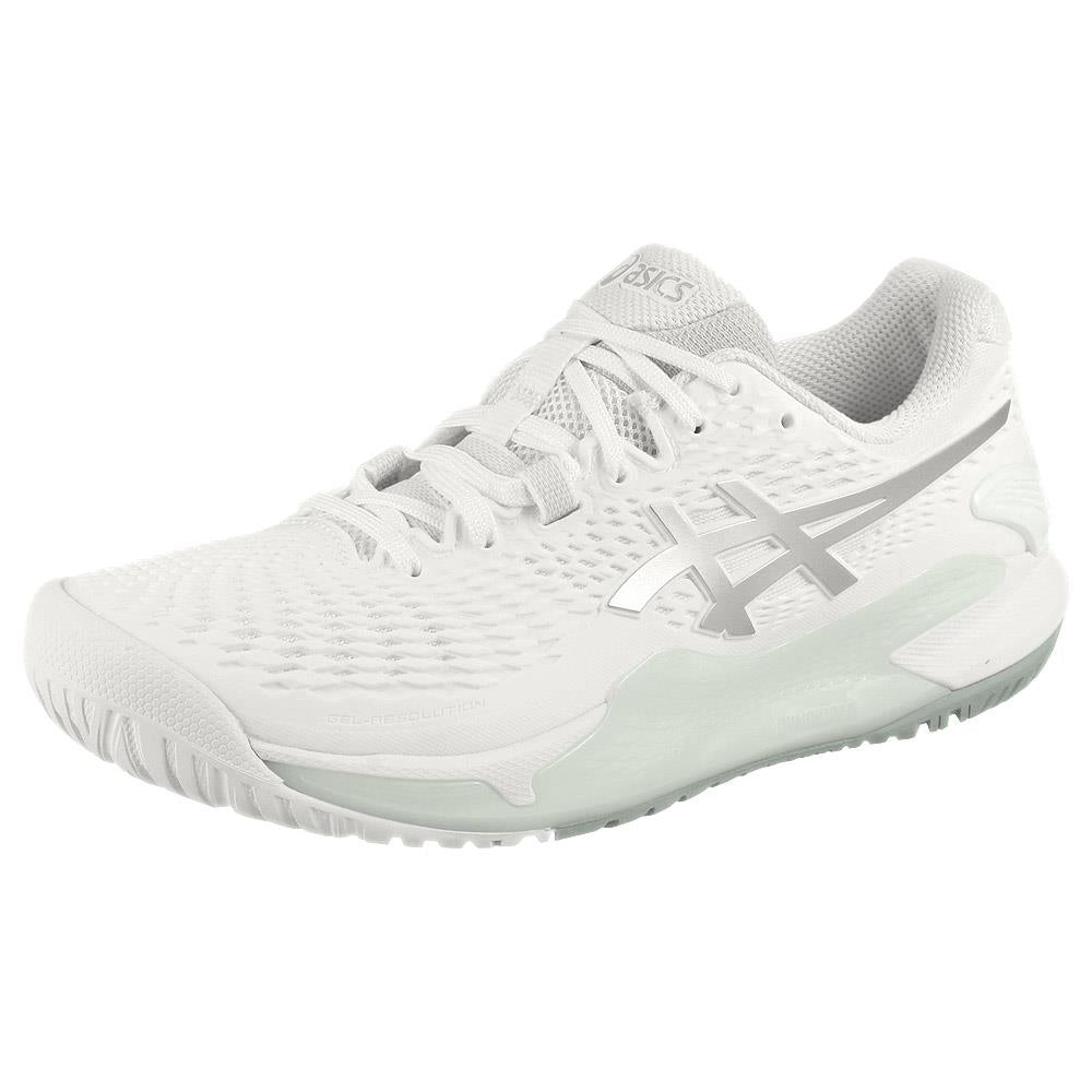 ASICS Women's Gel Resolution 9 Tennis Shoes - White/Pure Silver | High-Performance Court Sneakers for Women | Perfect for Tennis, Pickleball & Casual Wear