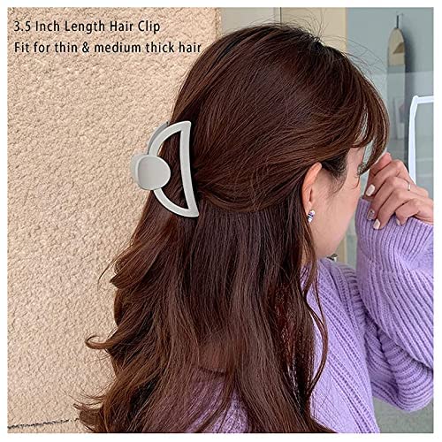CHRRONEX 4PCS Matte Non-Slip Hair Claw Clips for Women - 3.5 Inch Semicircle Hair Clutchers for Thin to Medium Hair - Perfect for Workouts, Office, and Everyday Styling