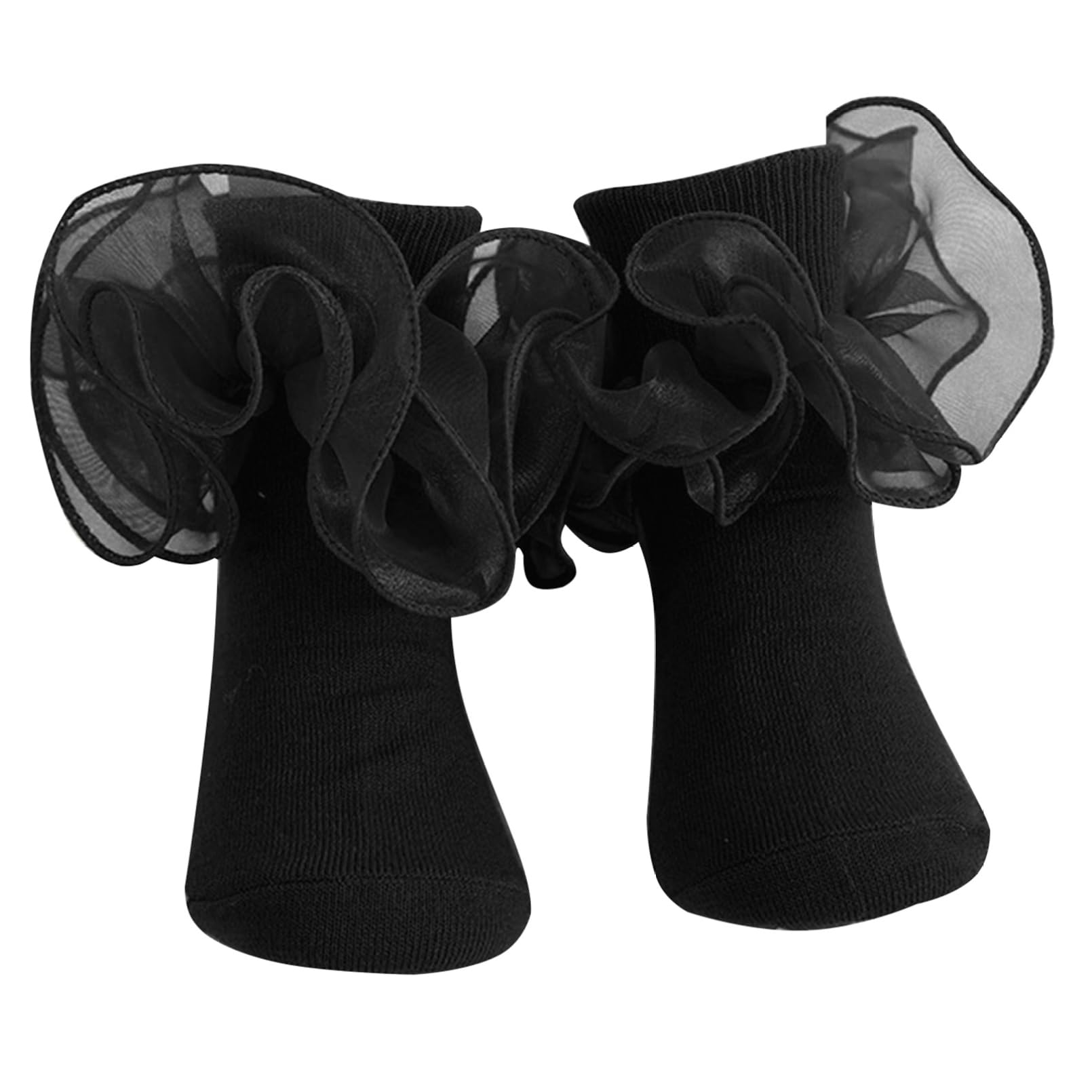 YONGHS Toddler Girls Ruffle Socks - Princess Tutu Frilly Cotton Dress Socks for Baby Girls (Calf Length) - Perfect for Birthday Parties, Photo Shoots & Special Occasions