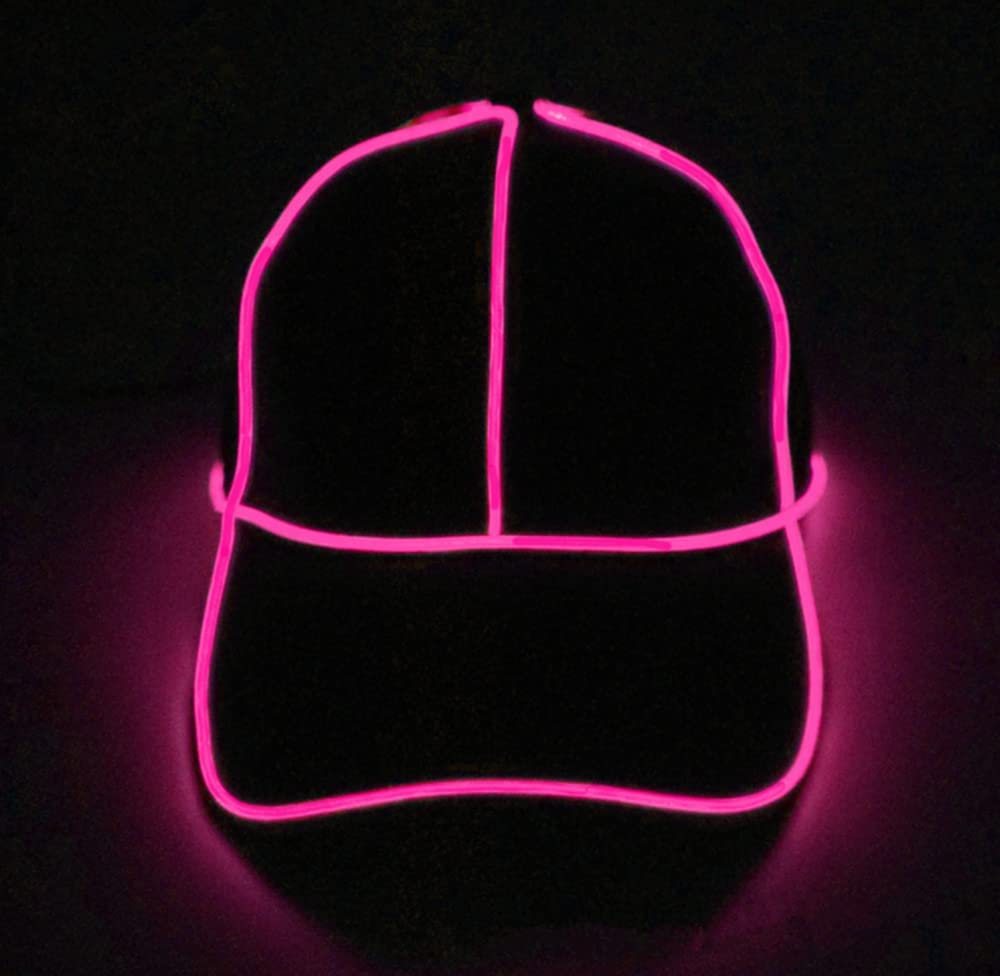 LED Light Up Baseball Cap - Unisex Hip Hop Party Hat with Luminous LED Lights for Adults (Pink) | Perfect for Raves, Concerts, Nightclubs & Halloween Costumes