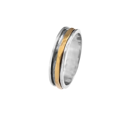 Hammered Spinner Band Rings for Women - 925 Sterling Silver Anxiety Relief Fidget Ring for Meditation, Stress Relief & Focus - Perfect Christmas Gift for Her (Size 6.5) | Ideal for Office, Travel & Daily Wear