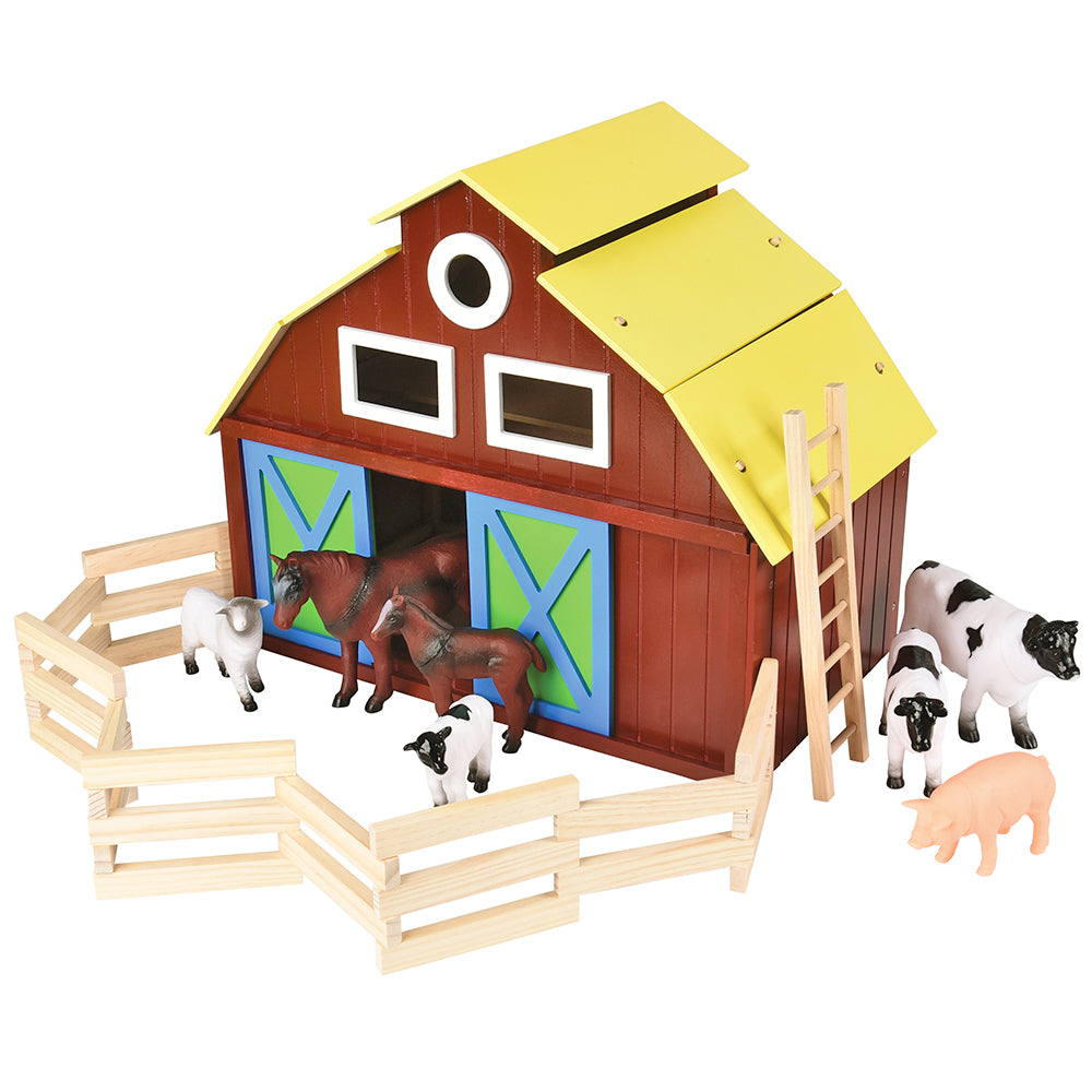 Barn and Animals Playset - Farm Toy Set for Kids with Realistic Animal Figures - Perfect for Pretend Play, Farm Themed Parties & Educational Learning