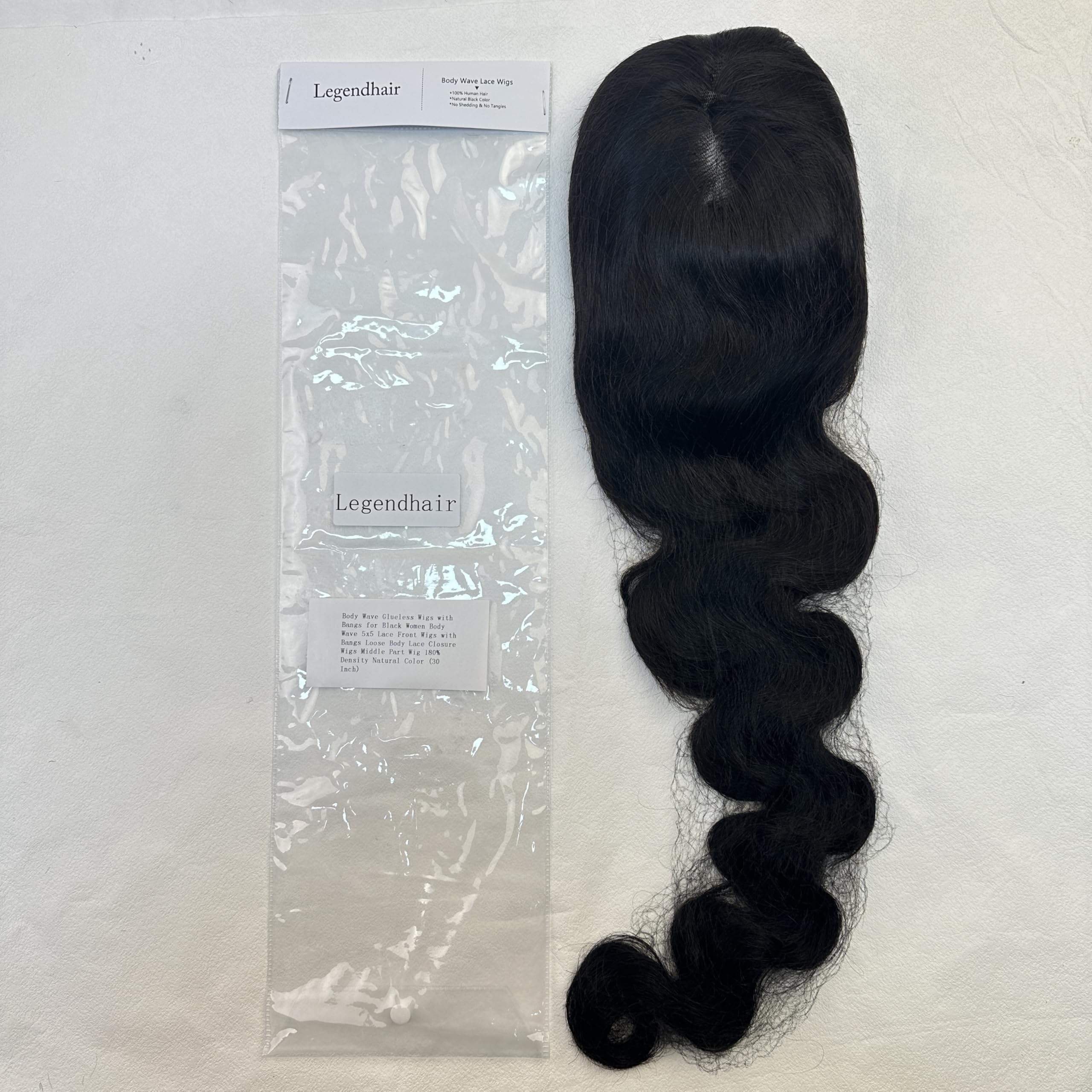 Body Wave 5x5 Glueless Lace Front Wigs with Bangs for Black Women - 180% Density Natural Color Human Hair Wig (30 Inch) | Perfect for Daily Wear, Parties & Special Occasions